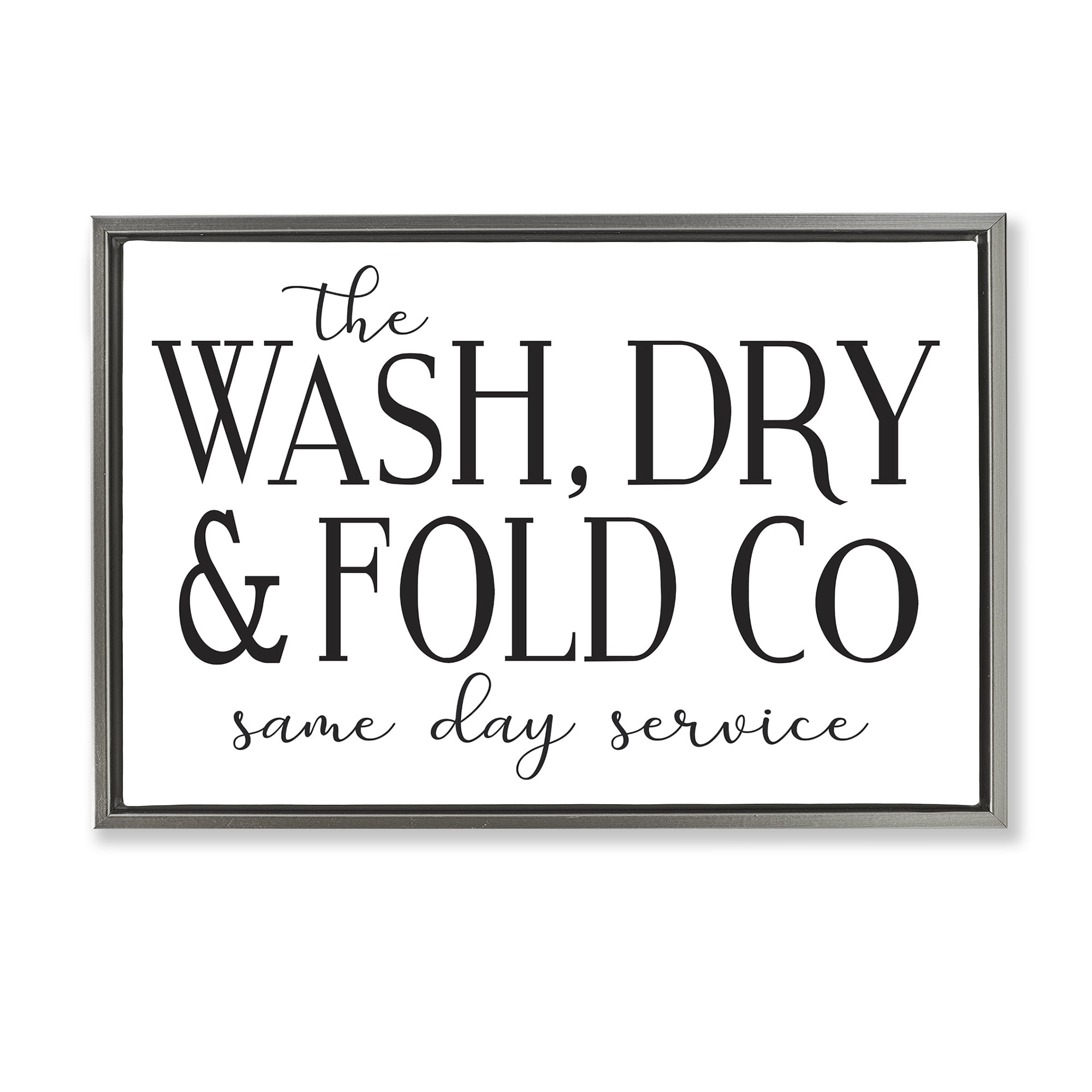 Stupell Industries Same Day Service Laundry Typography Painting Gray Floater Framed Art Print Wall Art, 31 x 21