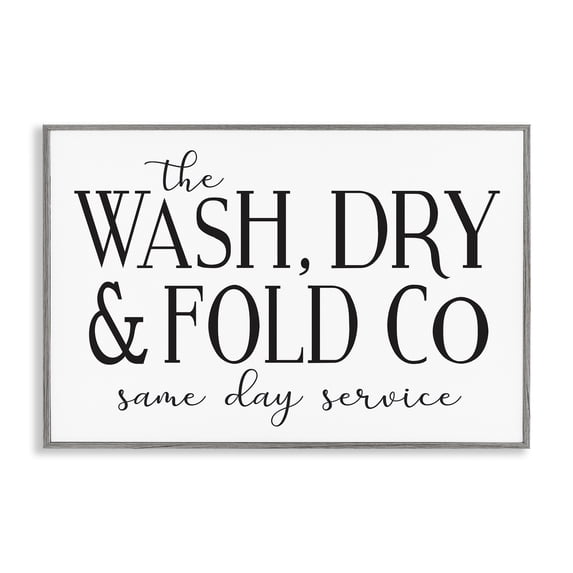Stupell Industries Same Day Service Laundry Typography Painting Gray Framed Art Print Wall Art, 18 x 12