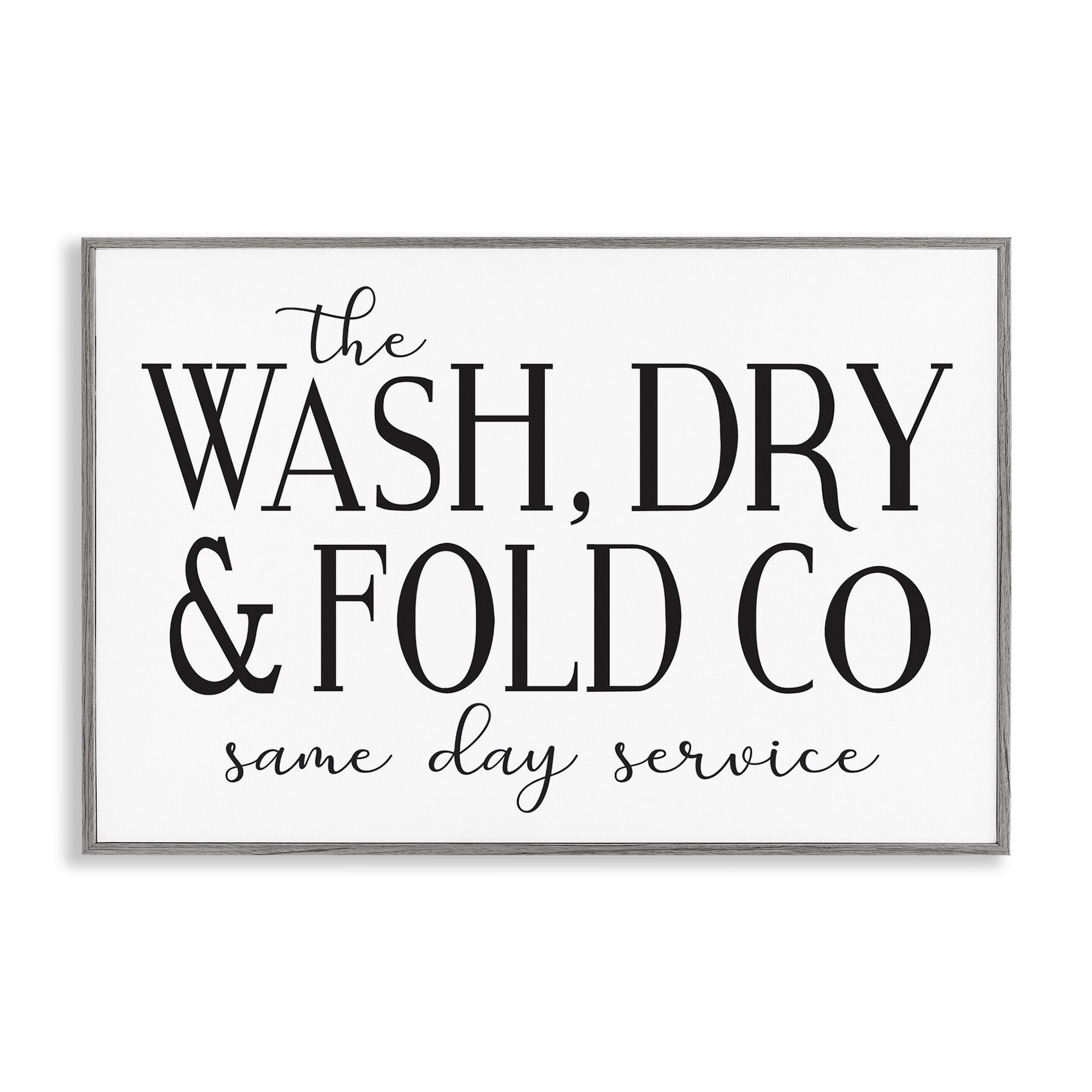 Stupell Industries Same Day Service Laundry Typography Painting Gray Framed Art Print Wall Art, 30 x 20