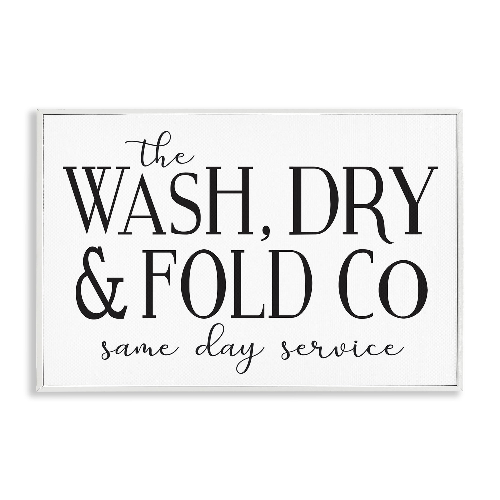 Stupell Industries Same Day Service Laundry Typography Painting White Framed Art Print Wall Art, 30 x 20