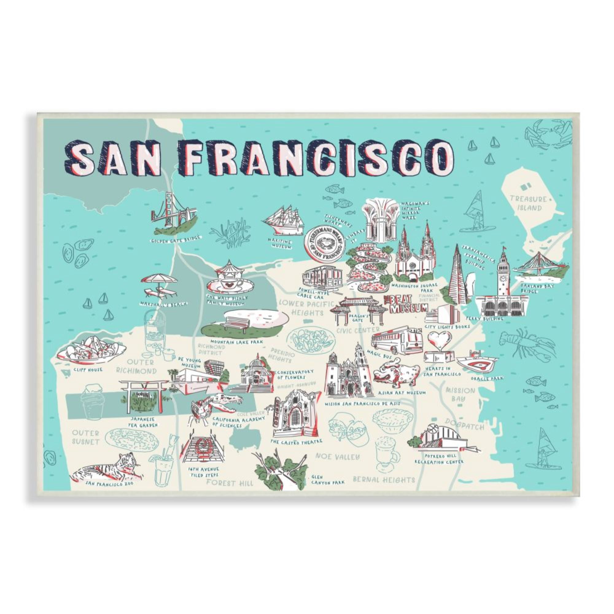 Stupell Industries San Francisco California City Map Tourist Destinations Design by Ziwei Li