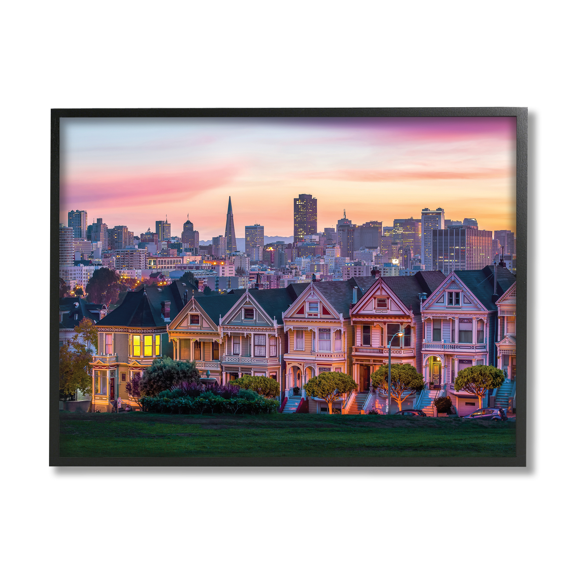 Stupell Industries San Francisco California Sunset Cityscape Architecture Town & City Photography Black Framed Art Print Wall Art, 11 x 14