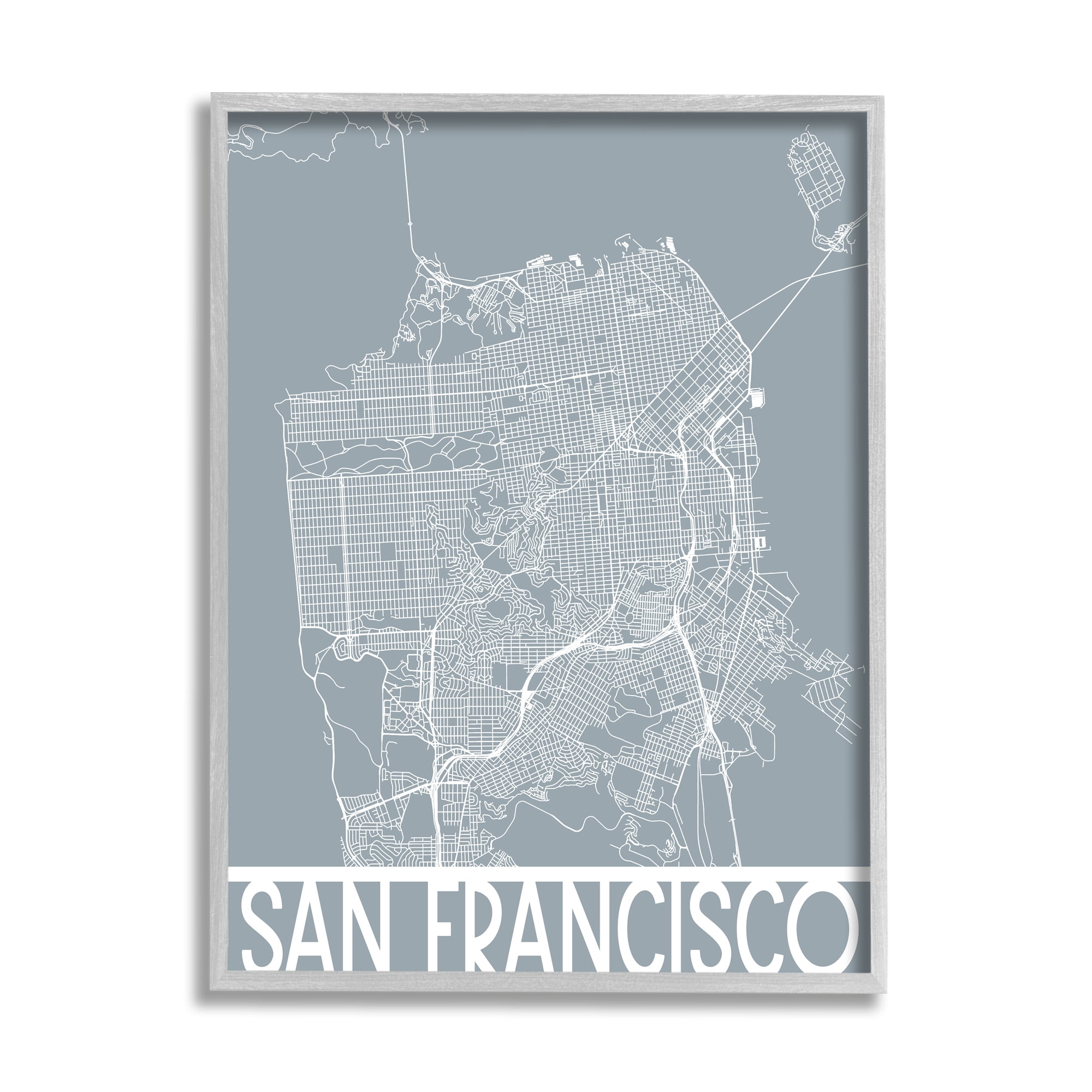 Stupell Industries San Francisco Geometric Street City Map California Transportation, 11 x 14, Design by Daphne Polselli
