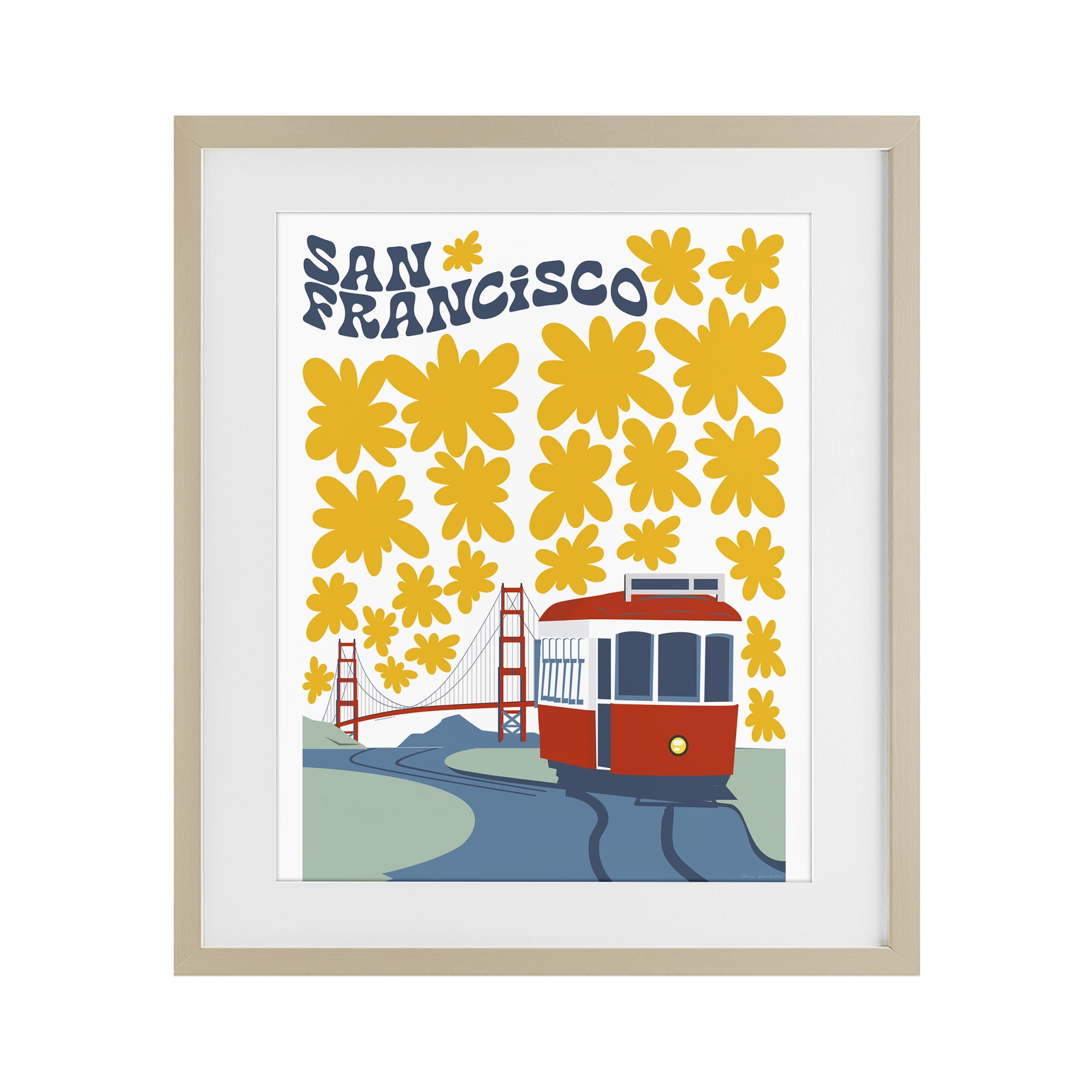 Stupell Industries San Francisco Trolley Birch Framed Print Under Glass, design by Omar Escalante