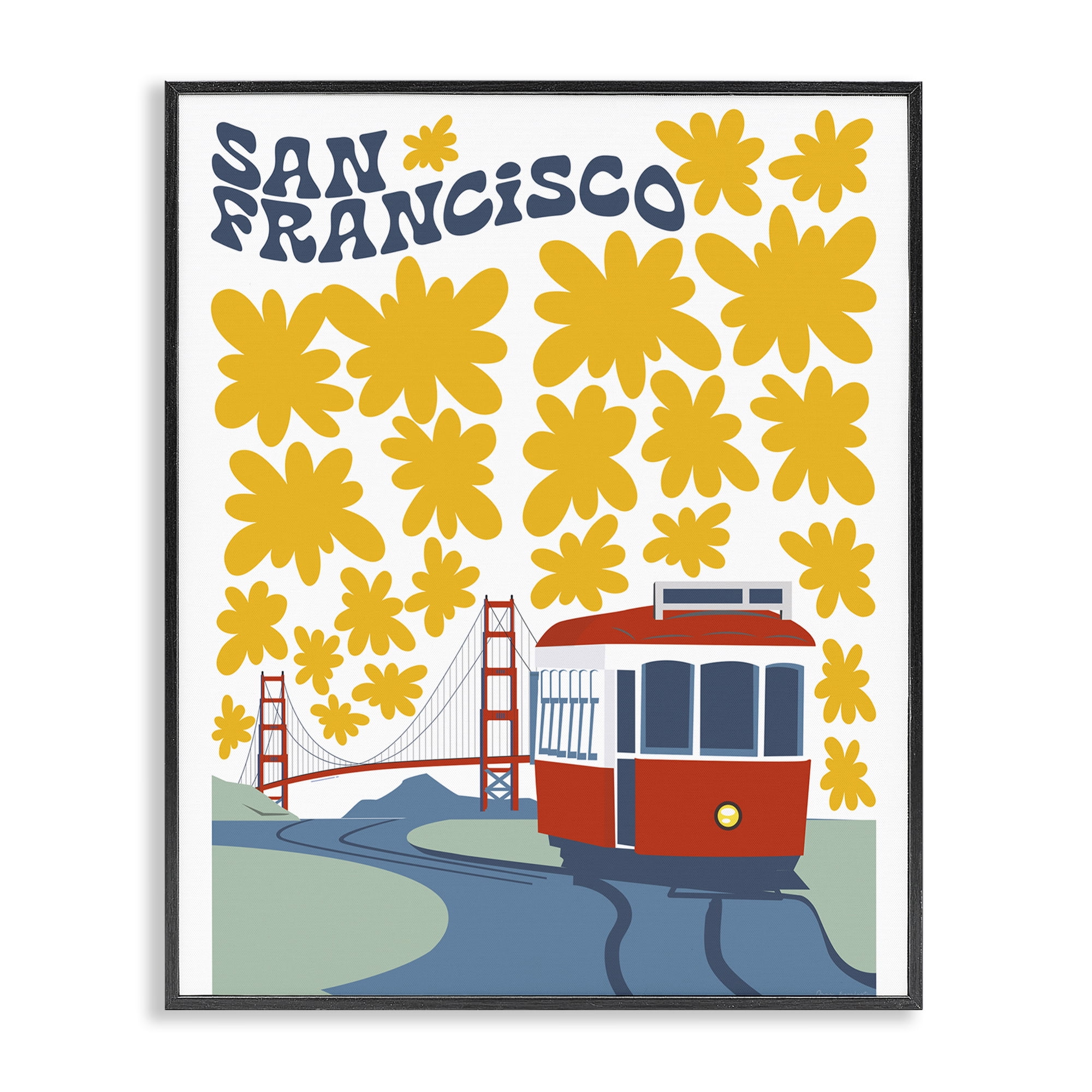 Stupell Industries San Francisco Trolley Black Framed Giclee Art, design by Omar Escalante