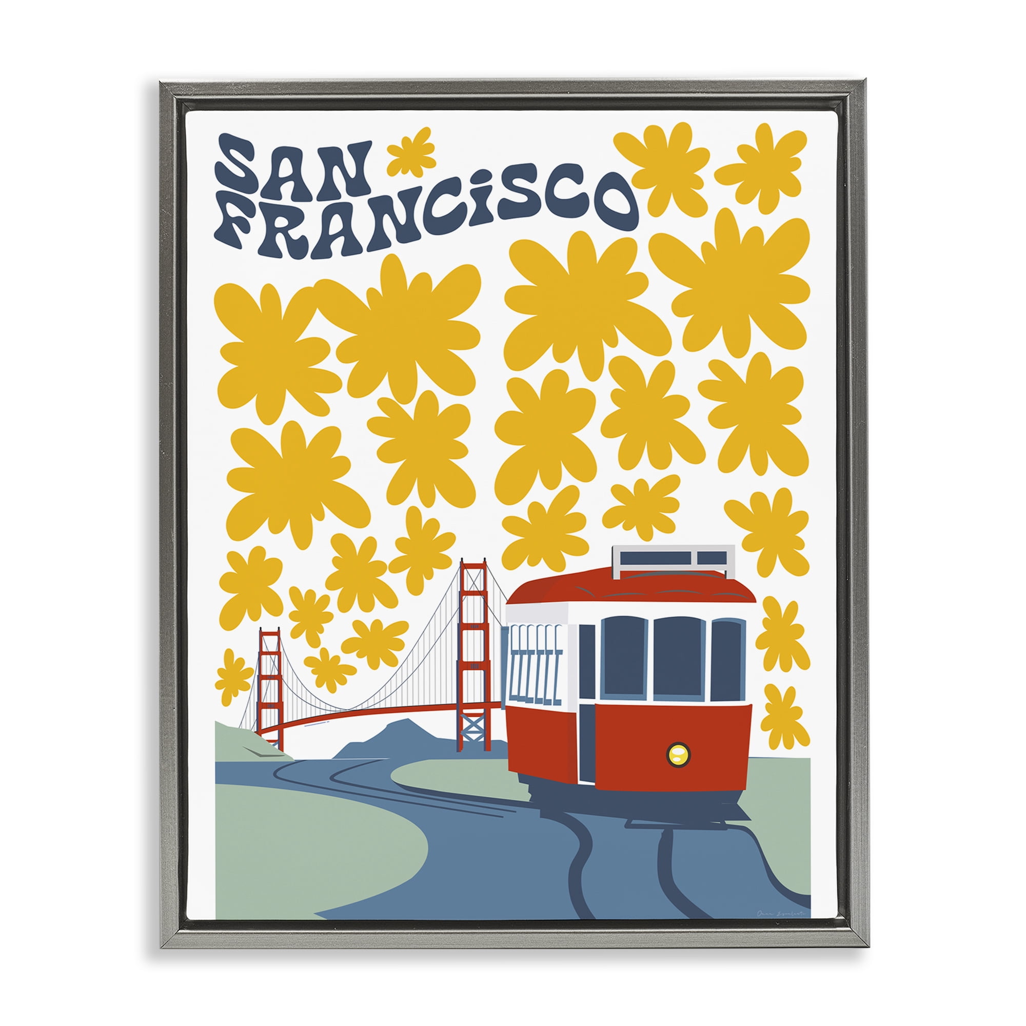 Stupell Industries San Francisco Trolley Gray Framed Floater Canvas Wall Art, design by Omar Escalante