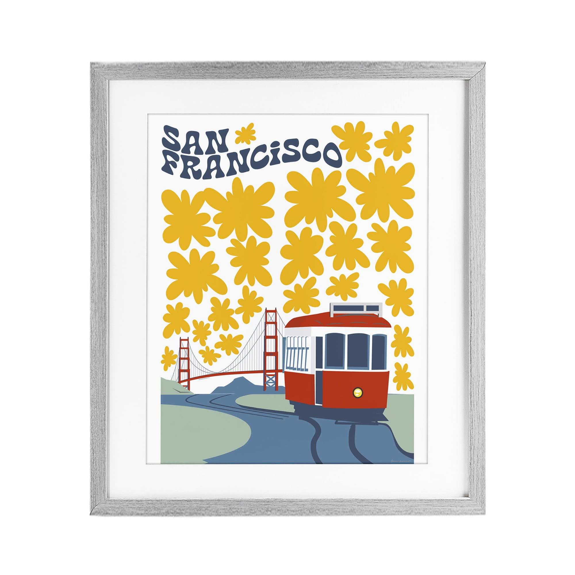 Stupell Industries San Francisco Trolley Gray Framed Print Under Glass, design by Omar Escalante