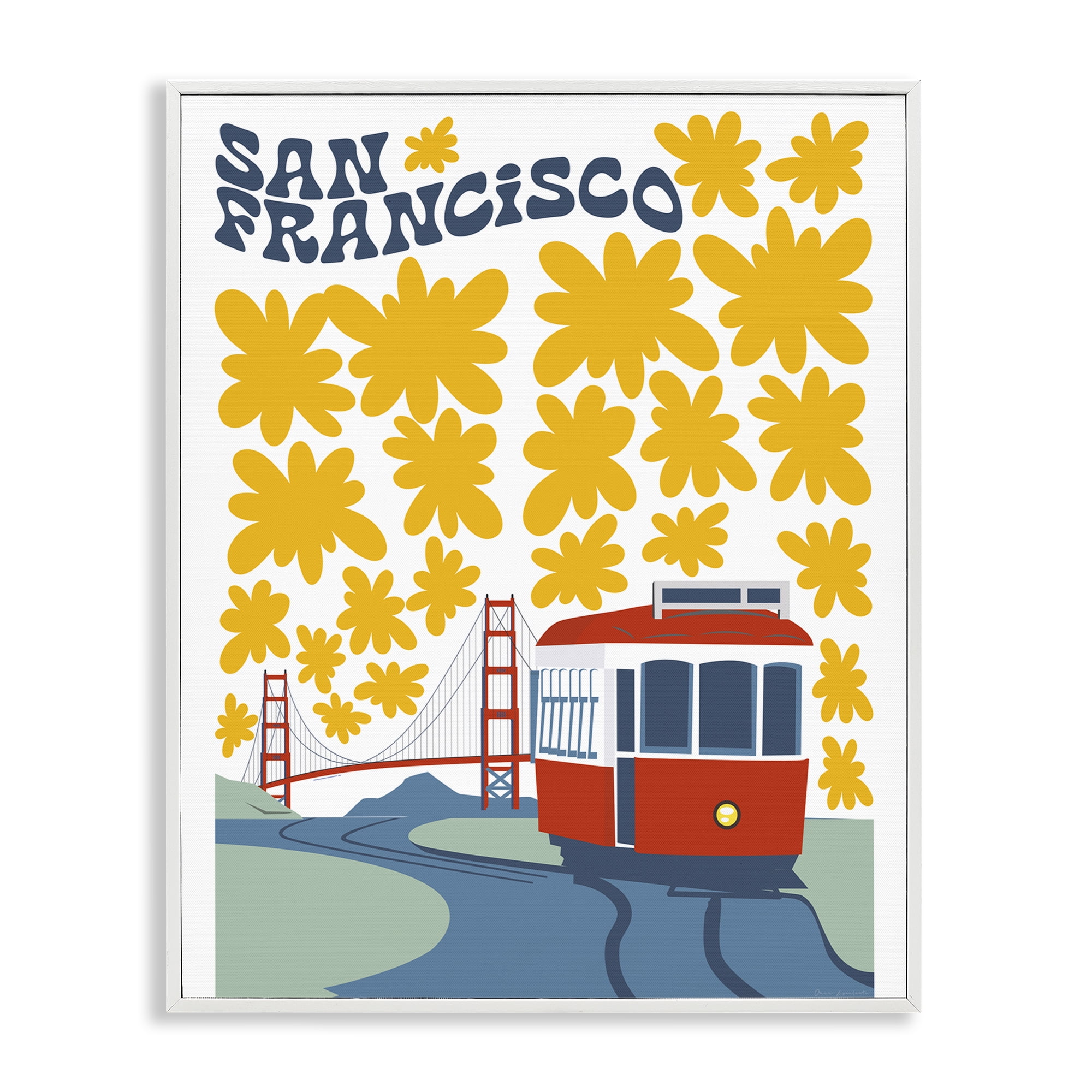 Stupell Industries San Francisco Trolley White Framed Giclee Art, design by Omar Escalante