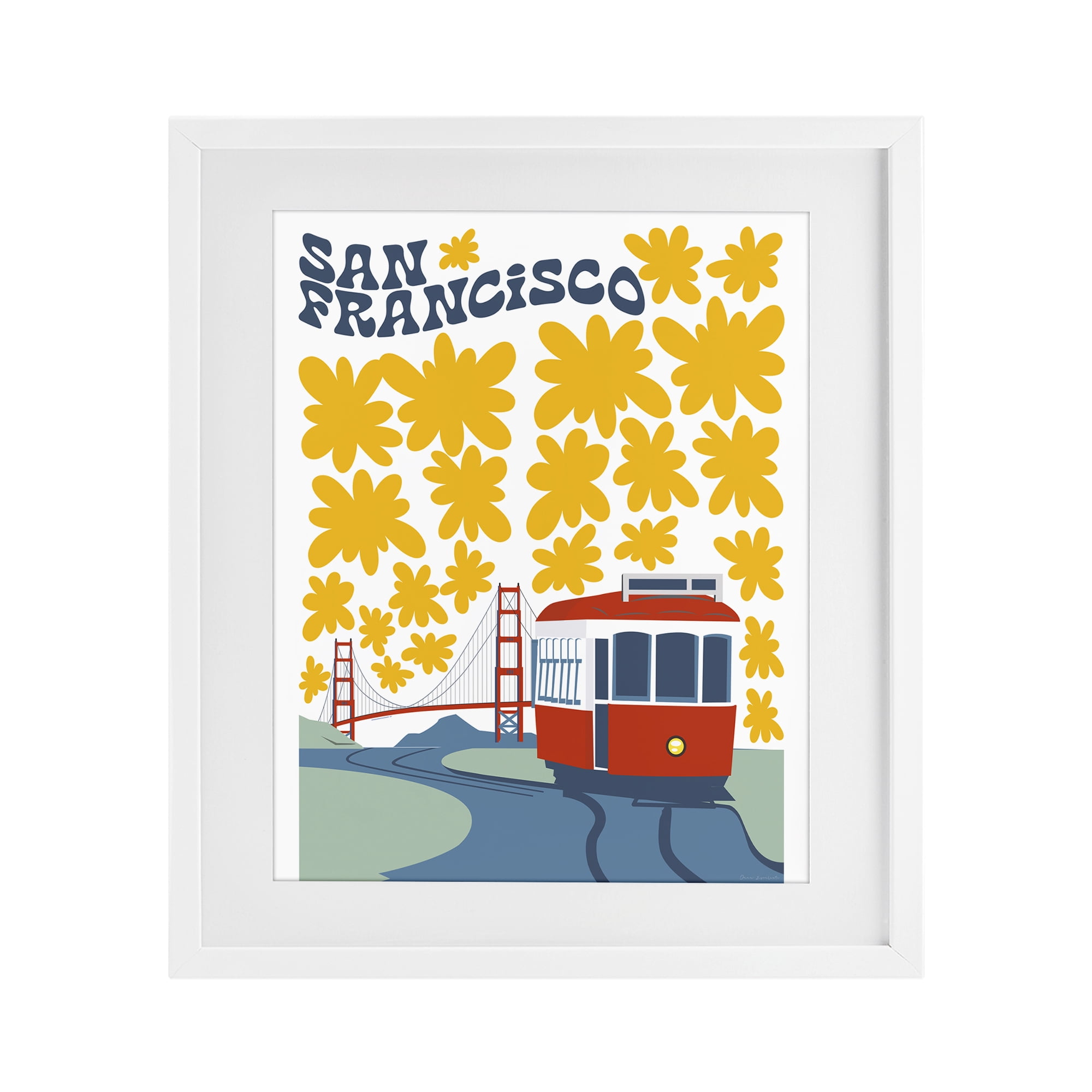 Stupell Industries San Francisco Trolley White Framed Print Under Glass, design by Omar Escalante