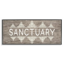 Stupell Industries Sanctuary with Paisley Pattern Typography Painting Black Framed Art Print Wall Art, 24 x 10
