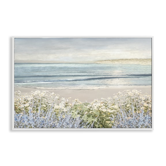 Stupell Industries Sand And Blooms Beach White Framed Giclee Art, design by Amber Sterling