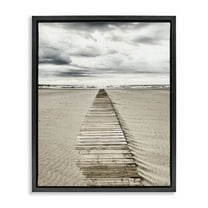 Stupell Industries Sand Covered Boardwalk Landscape Photography Black Floater Framed Canvas Art Print Wall Art, 17 x 21