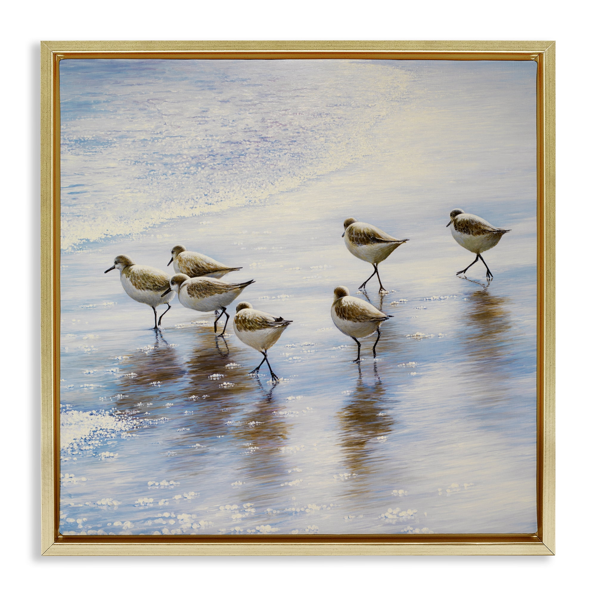 Stupell Industries Sand Dancers on Shore Gold Framed Floater Canvas Wall Art, design by Bruce Nawrocke