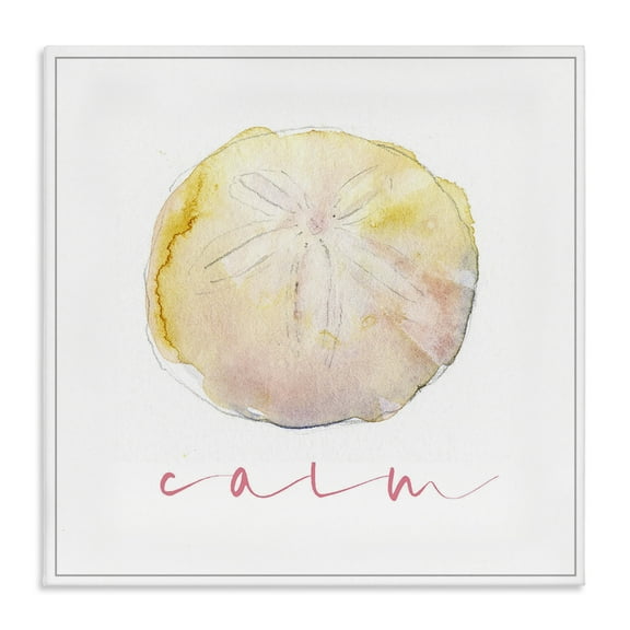 Stupell Industries Sand Dollar Calm Phrase Nautical & Beach Painting Wrapped Canvas Art Print Wall Art, 17 x 17