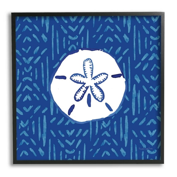 Stupell Industries Sand Dollar Seashell Stripe Pattern Graphic Art Black Framed Art Print Wall Art, Design by Mercedes Lopez Charro