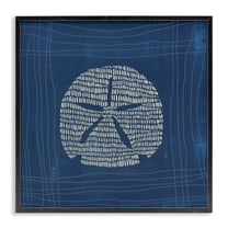 Stupell Industries Sand Dollar on Blue Coastal Painting Black Framed Art Print Wall Art, 12 x 12