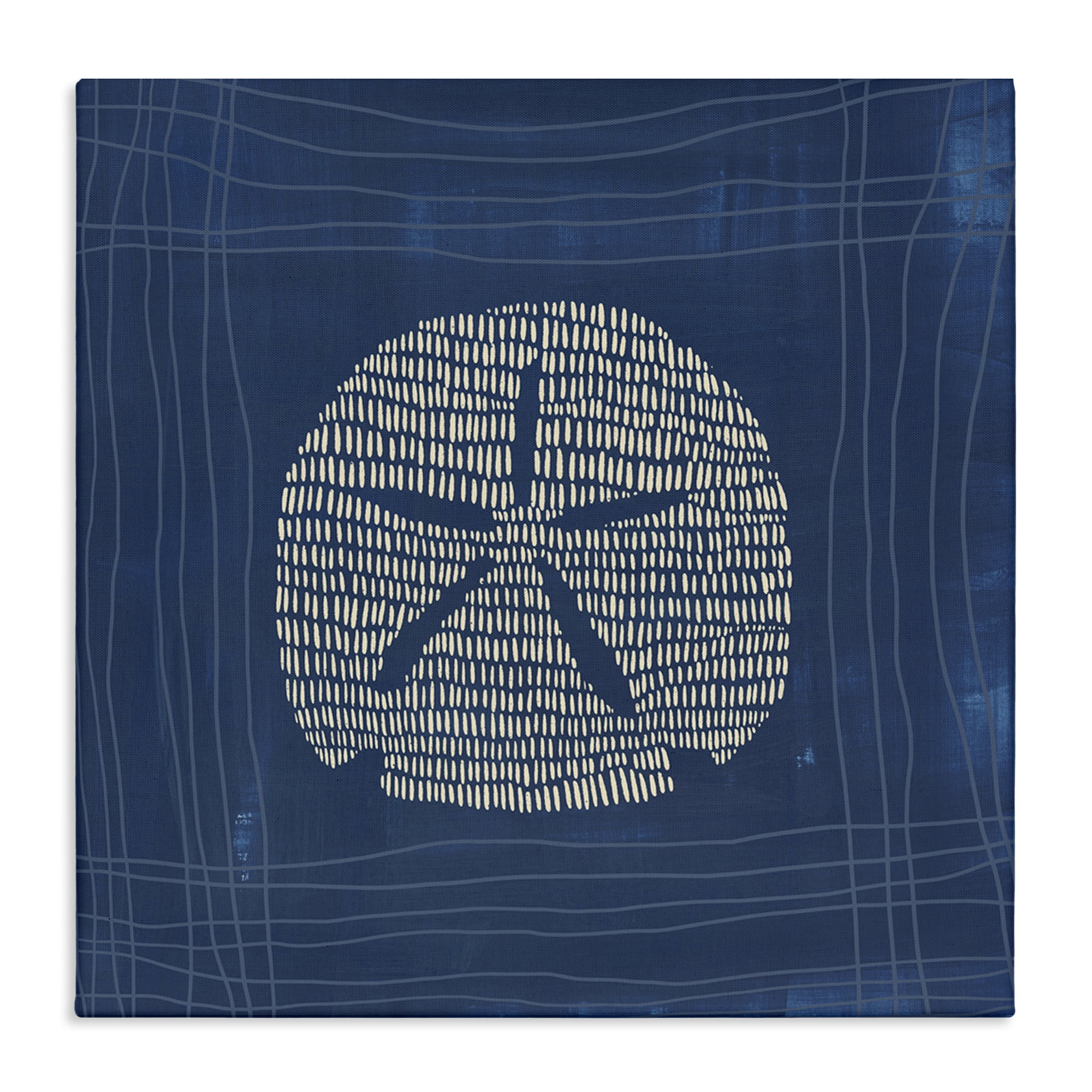 Stupell Industries Sand Dollar on Blue Coastal Painting Gallery Wrapped Canvas Art Print Wall Art, 17 x 17