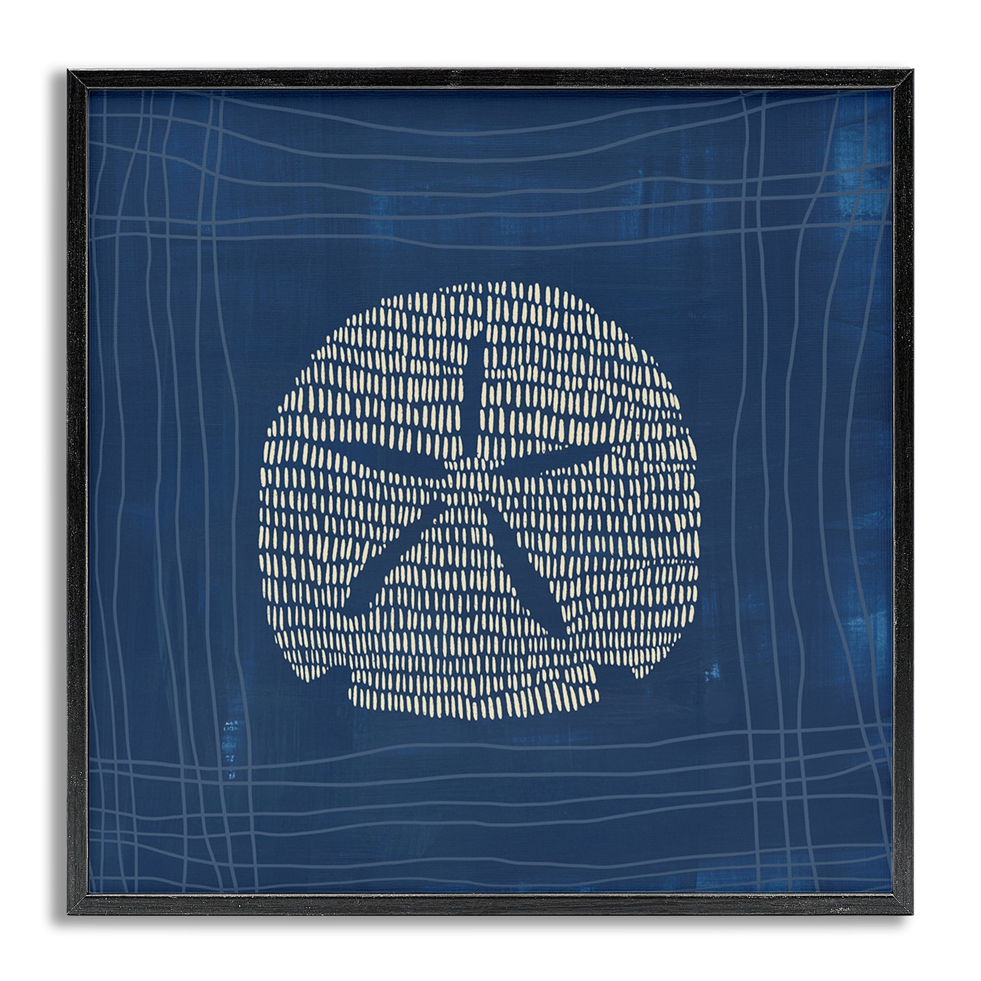 Stupell Industries Sand Dollar on Blue Coastal Painting Gray Framed Art Print Wall Art, 24 x 24