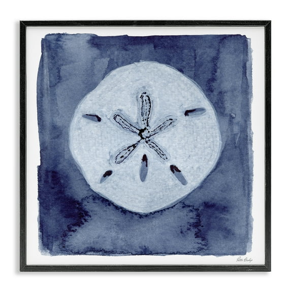 Stupell Industries Sand Dollar over Indigo Black Framed Giclee Art design by Patti Bishop, 24 x 24