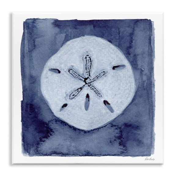 Stupell Industries Sand Dollar over Indigo Wall Plaque Art design by Patti Bishop, 12 x 12