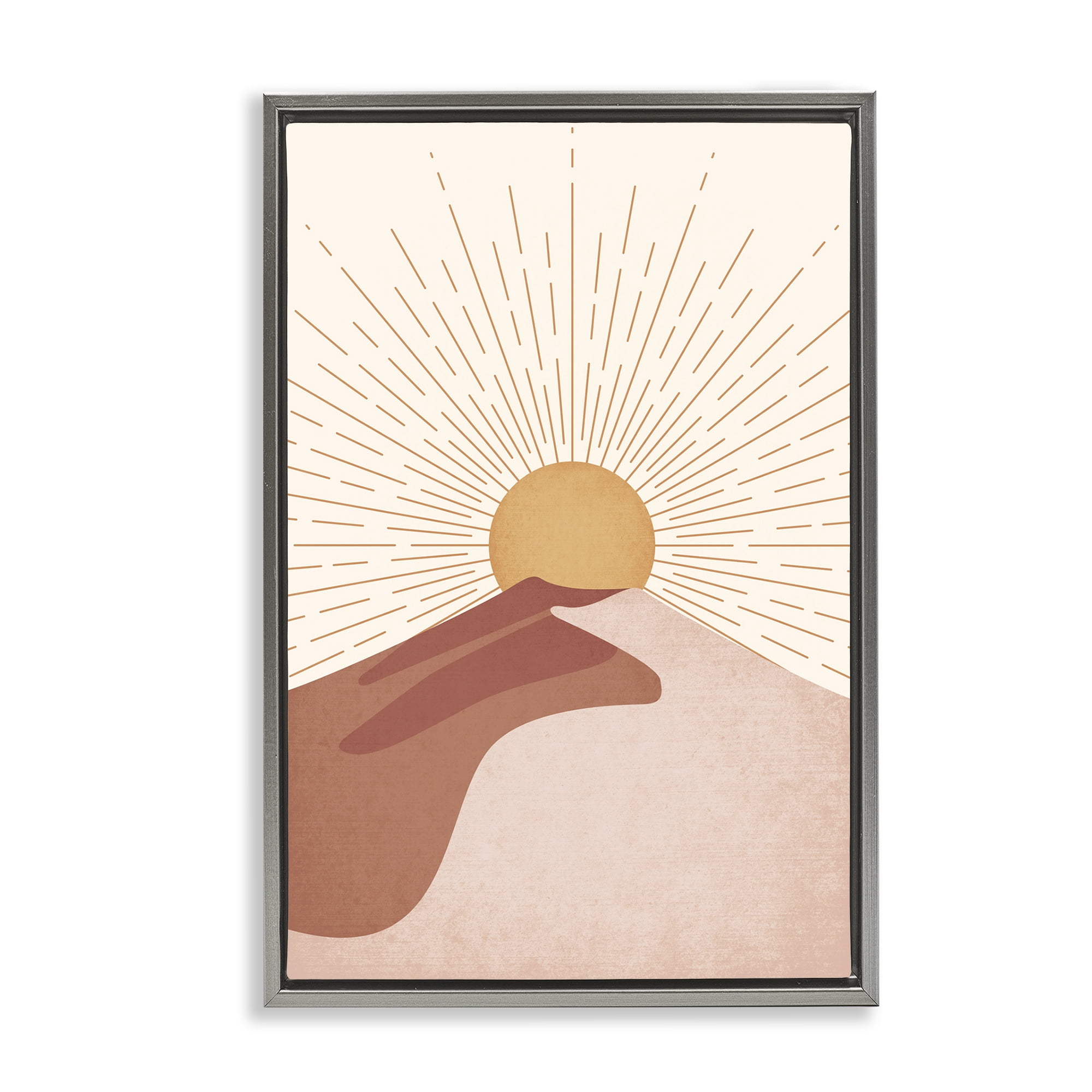 Stupell Industries Sand Dune & Sun Rays Landscape & Nature Painting Gray Floater Framed Canvas Art Print Wall Art, 17 x 25