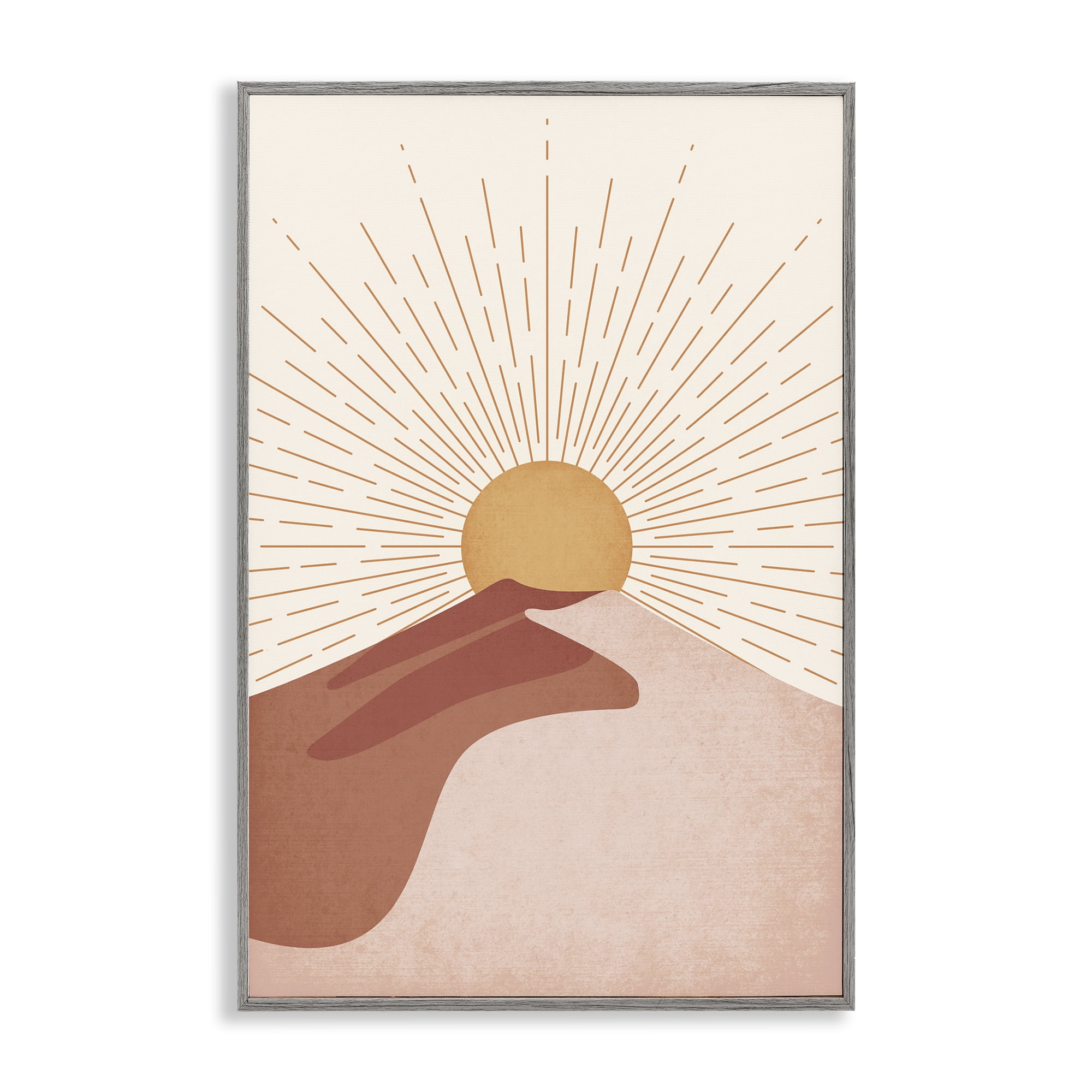 Stupell Industries Sand Dune & Sun Rays Landscape & Nature Painting Gray Framed Art Print Wall Art, 12 x 18