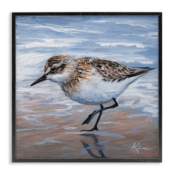 Stupell Industries Sand Piper Shore Painting Black Framed Giclee Art design by Lindsay Kivi Fine Art, 12 x 12