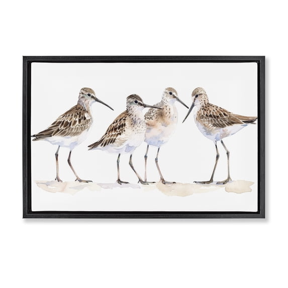 Stupell Industries Farmhouse Sand Pipers Gathered Black Floating Frame Canvas Art, 25 x 17, by Petals Prints Design
