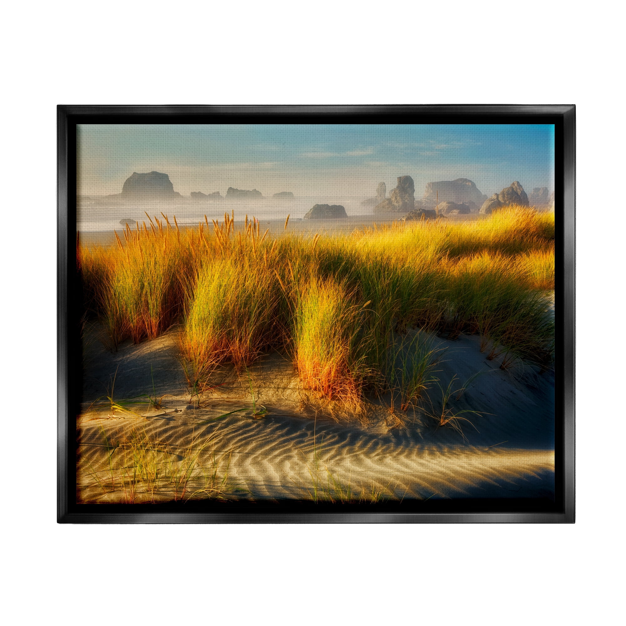 Stupell Industries Sand Ripples Beach Landscape Coastal Photography Black Floater Framed Art Print Wall Art