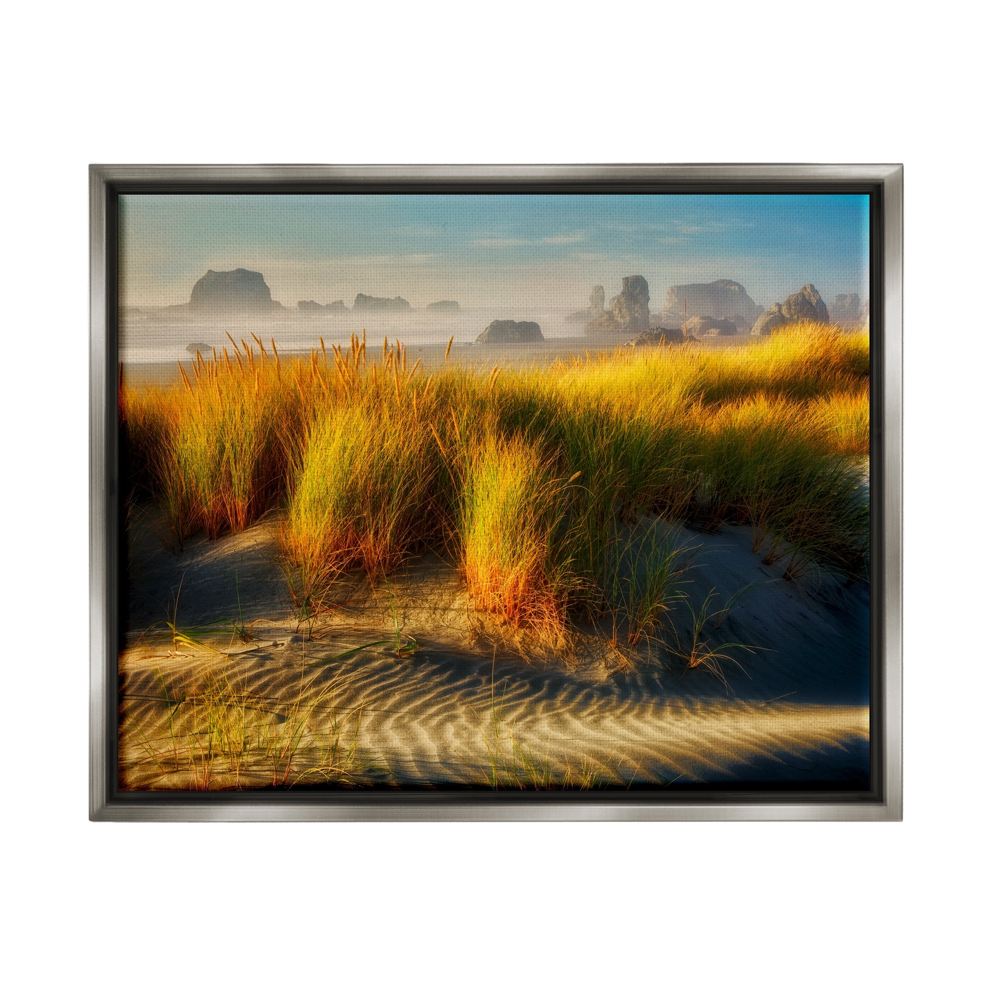 Stupell Industries Sand Ripples Beach Landscape Coastal Photography Gray Floater Framed Art Print Wall Art