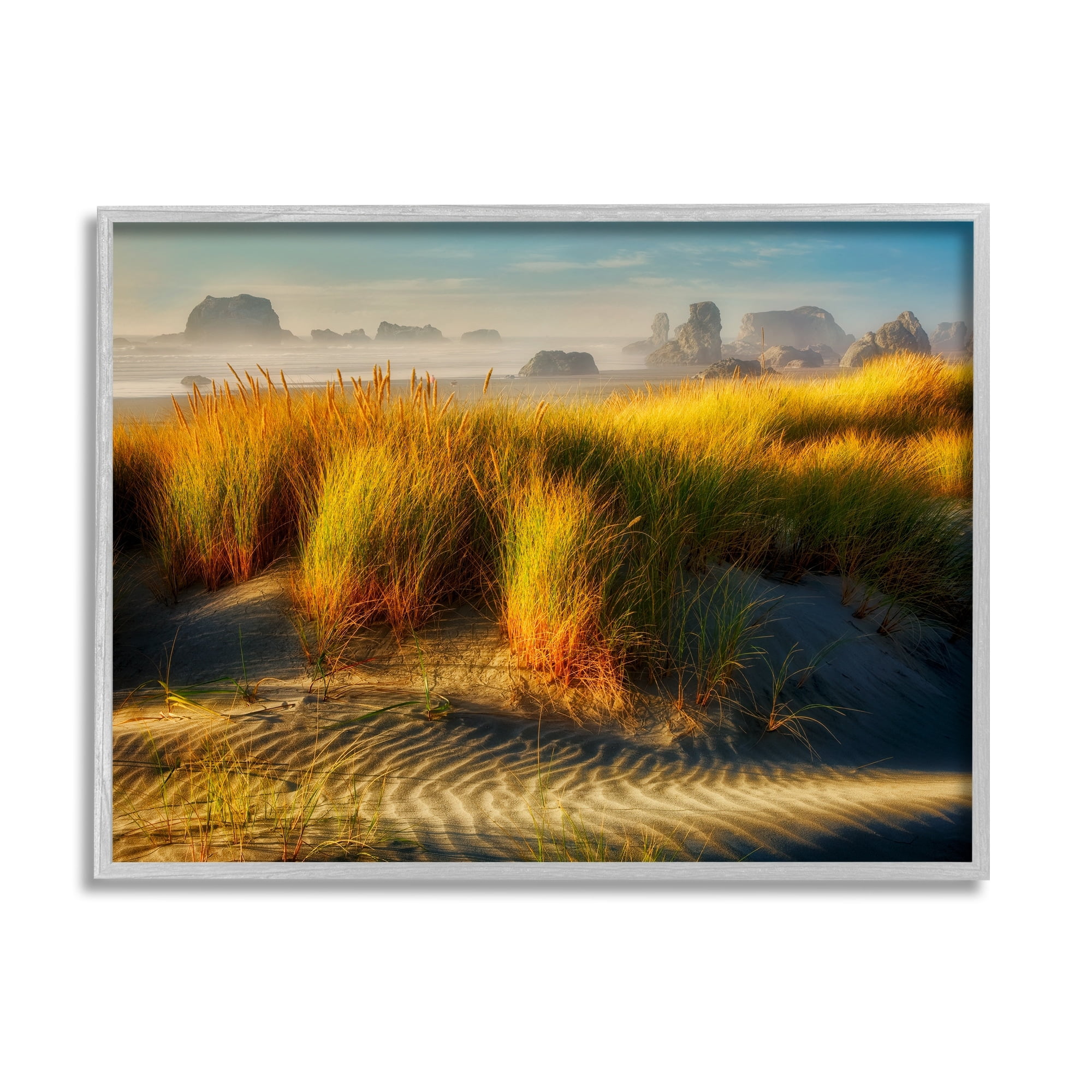 Stupell Industries Sand Ripples Beach Landscape Coastal Photography Gray Framed Art Print Wall Art