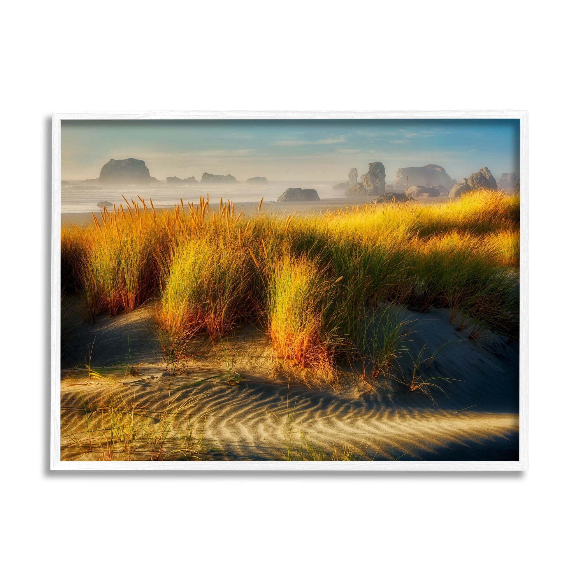 Stupell Industries Sand Ripples Beach Landscape Coastal Photography White Framed Art Print Wall Art