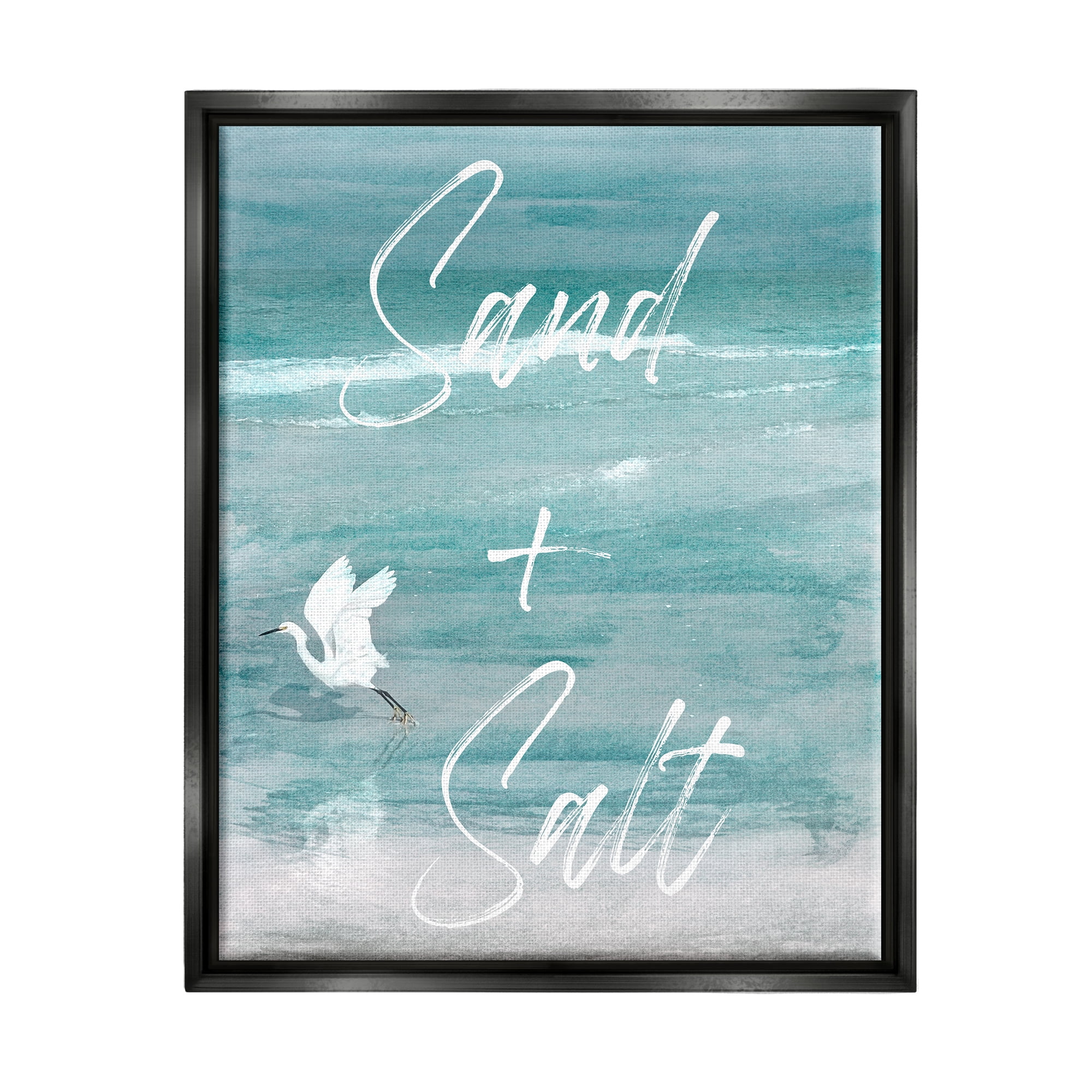 Stupell Industries Sand & Salt Beach Phrase Animals & Insects Painting Black Floater Framed Canvas Art Print Wall Art, 25 x 31