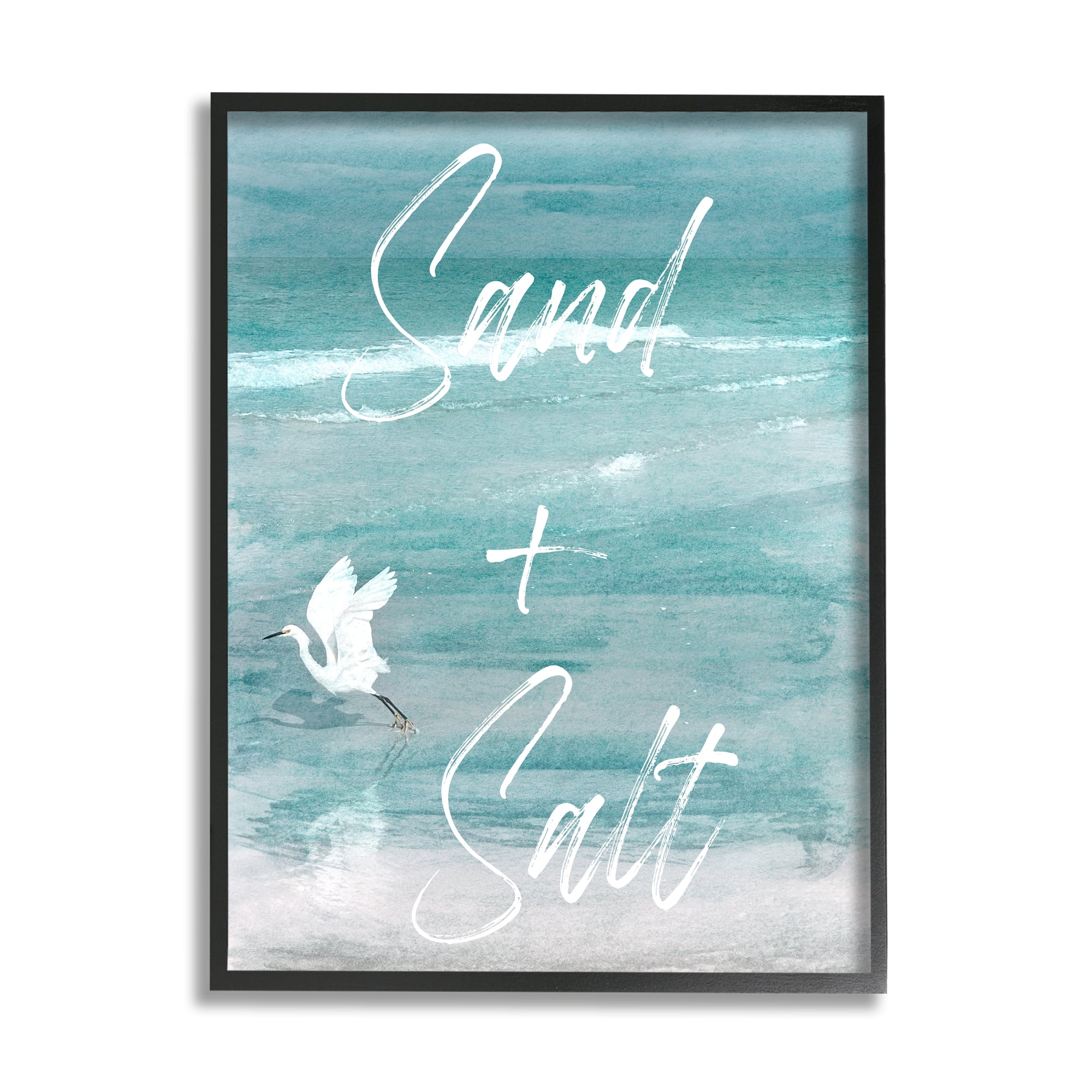 Stupell Industries Sand & Salt Beach Phrase Animals & Insects Painting Black Framed Art Print Wall Art, 24 x 30