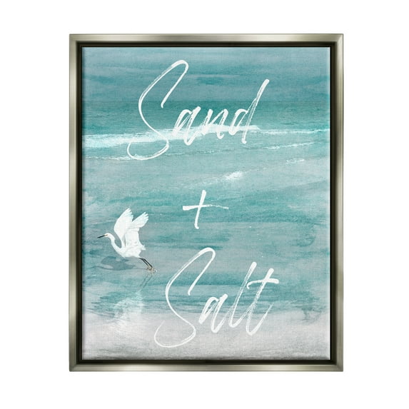 Stupell Industries Sand & Salt Beach Phrase Animals & Insects Painting Gray Floater Framed Canvas Art Print Wall Art, 25 x 31