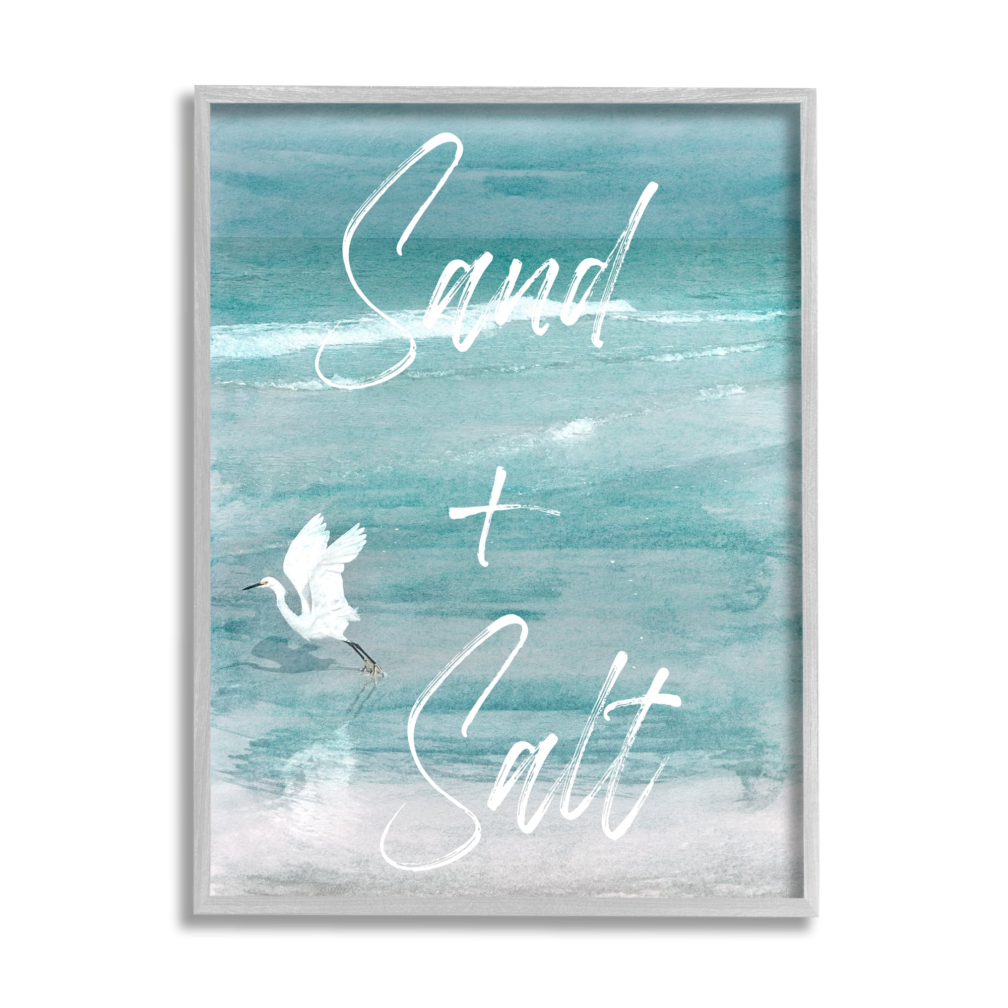 Stupell Industries Sand & Salt Beach Phrase Animals & Insects Painting Gray Framed Art Print Wall Art, 11 x 14