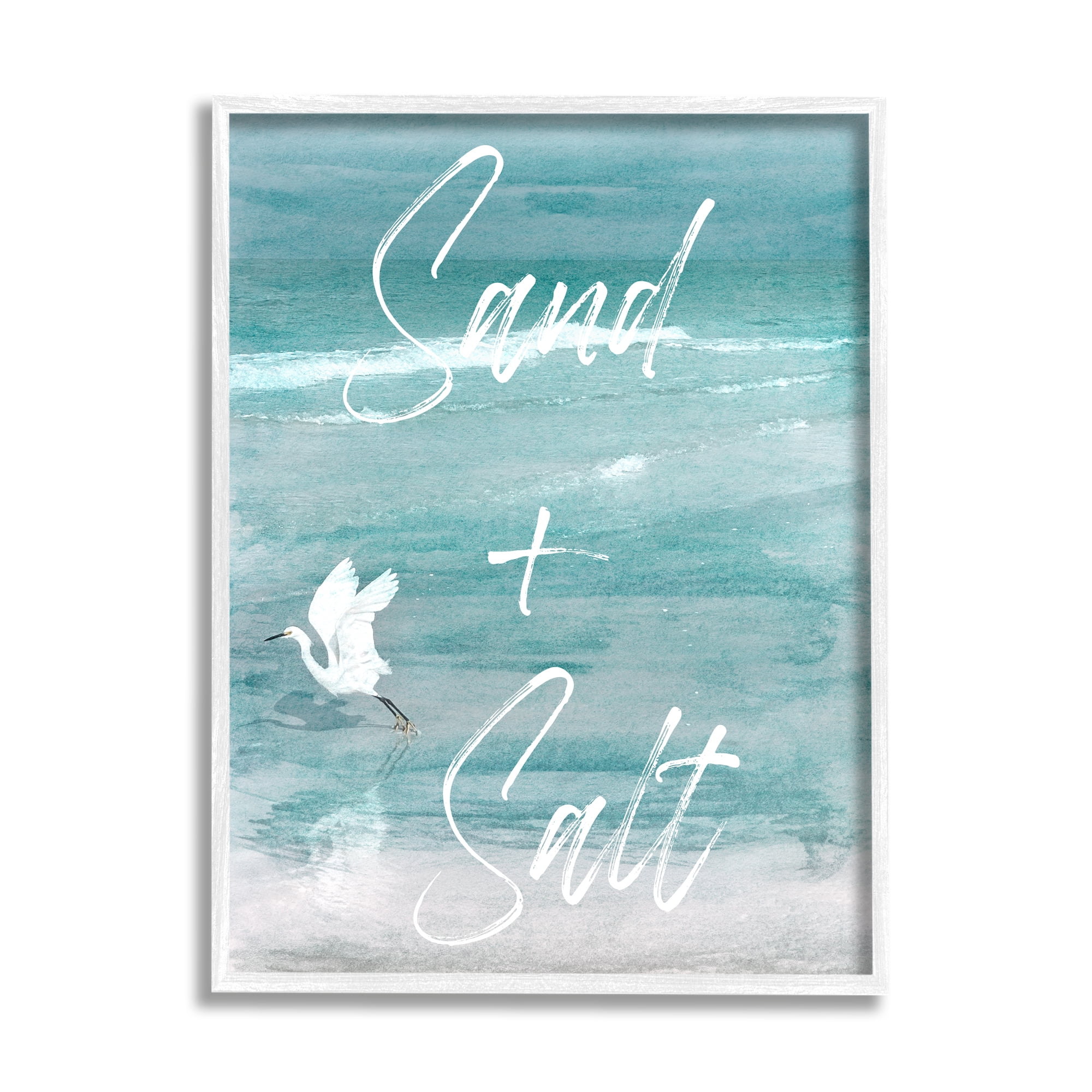 Stupell Industries Sand & Salt Beach Phrase Animals & Insects Painting White Framed Art Print Wall Art, 16 x 20