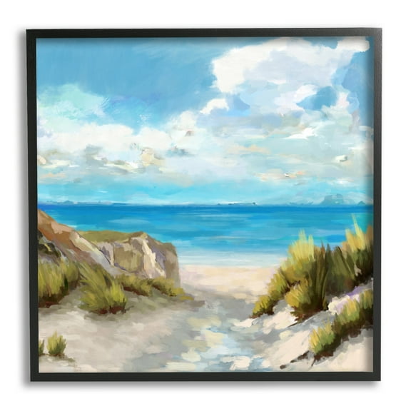 Stupell Industries Sand & Sea Landscape Nature Painting Black Framed Art Print Wall Art, 12 x 12