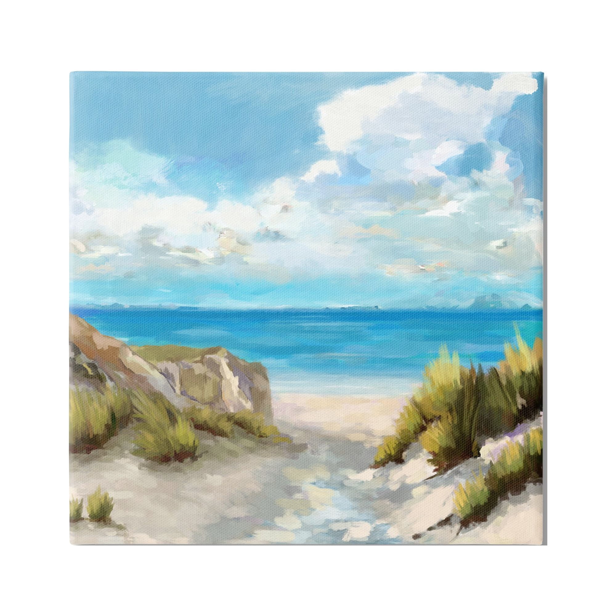 Stupell Industries Sand & Sea Landscape Nature Painting Gallery Wrapped Canvas Art Print Wall Art, 30 x 30