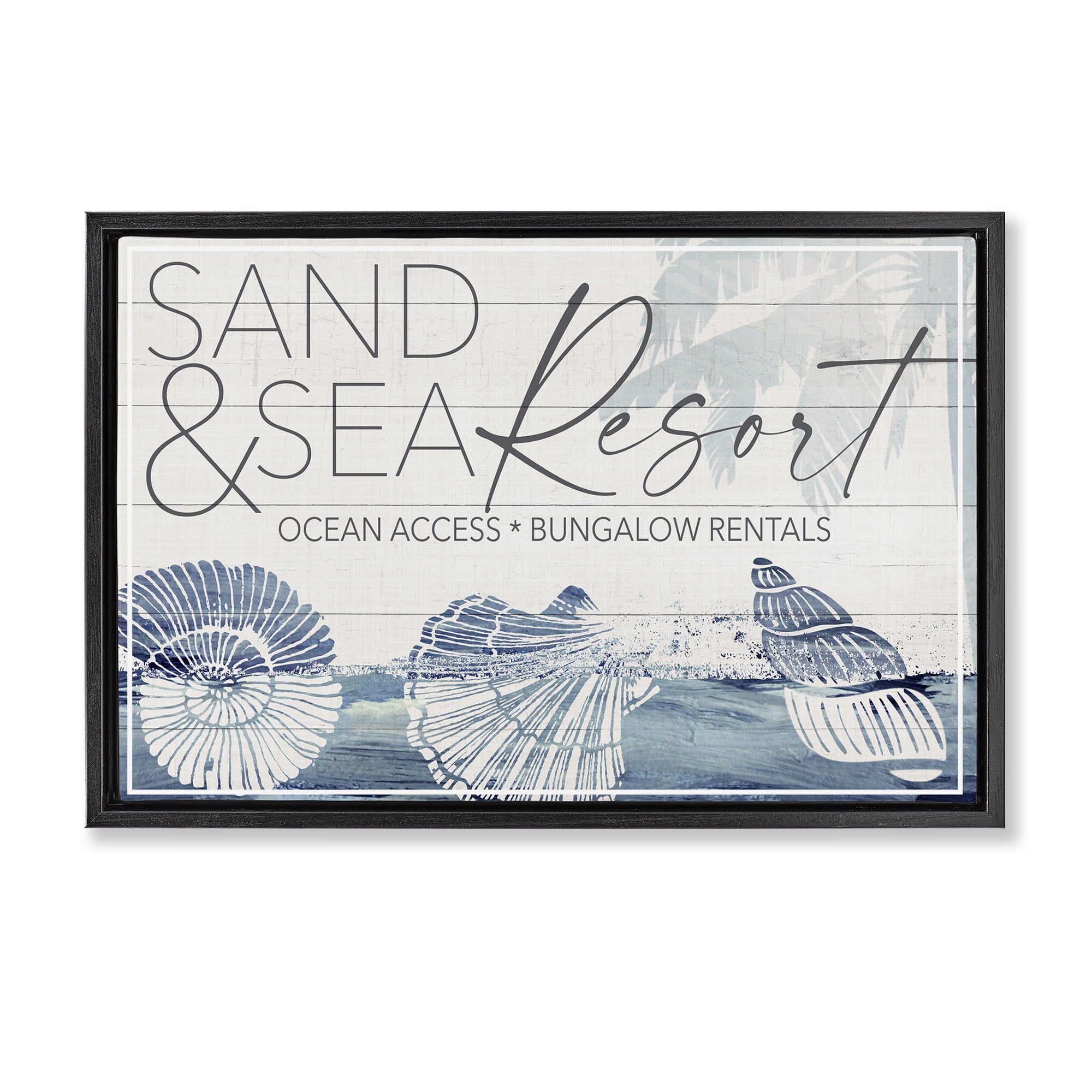 Stupell Industries Sand & Sea Resort Nautical & Beach Painting Black Floater Framed Canvas Art Print Wall Art, 31 x 21