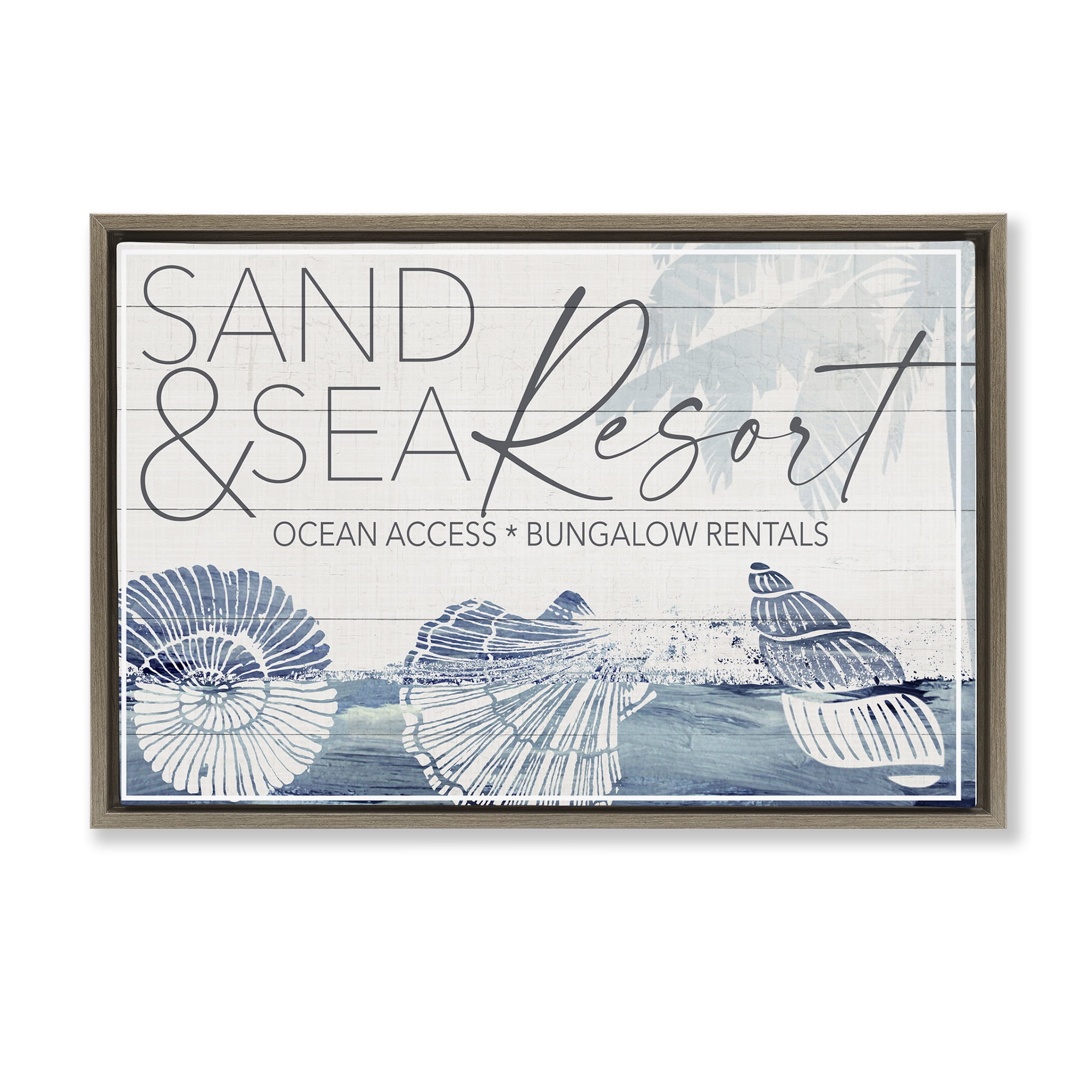 Stupell Industries Sand & Sea Resort Nautical & Beach Painting Brown Floater Framed Canvas Art Print Wall Art, 25 x 17