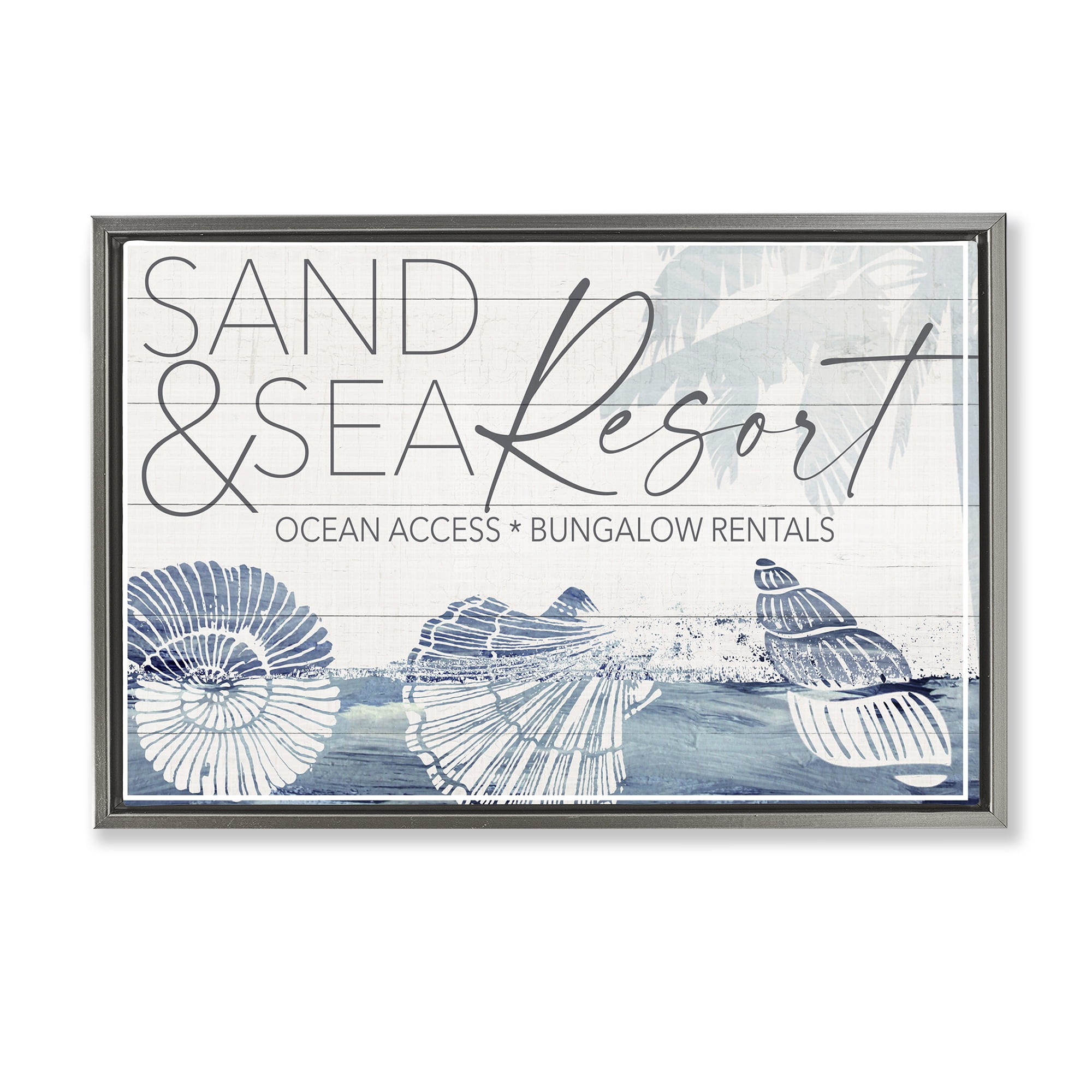 Stupell Industries Sand & Sea Resort Nautical & Beach Painting Gray Floater Framed Canvas Art Print Wall Art, 25 x 17