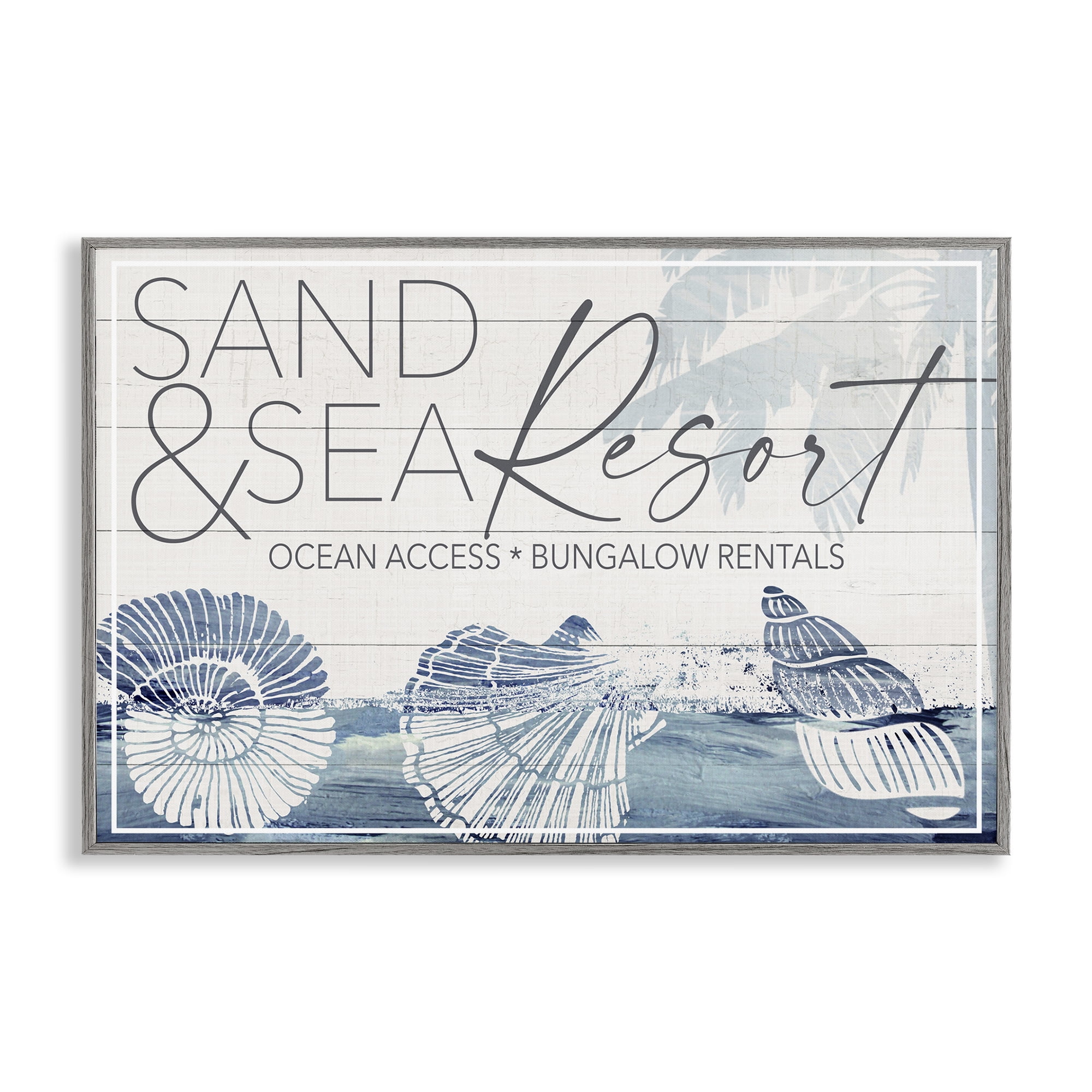 Stupell Industries Sand & Sea Resort Nautical & Beach Painting Gray Framed Art Print Wall Art, 30 x 20