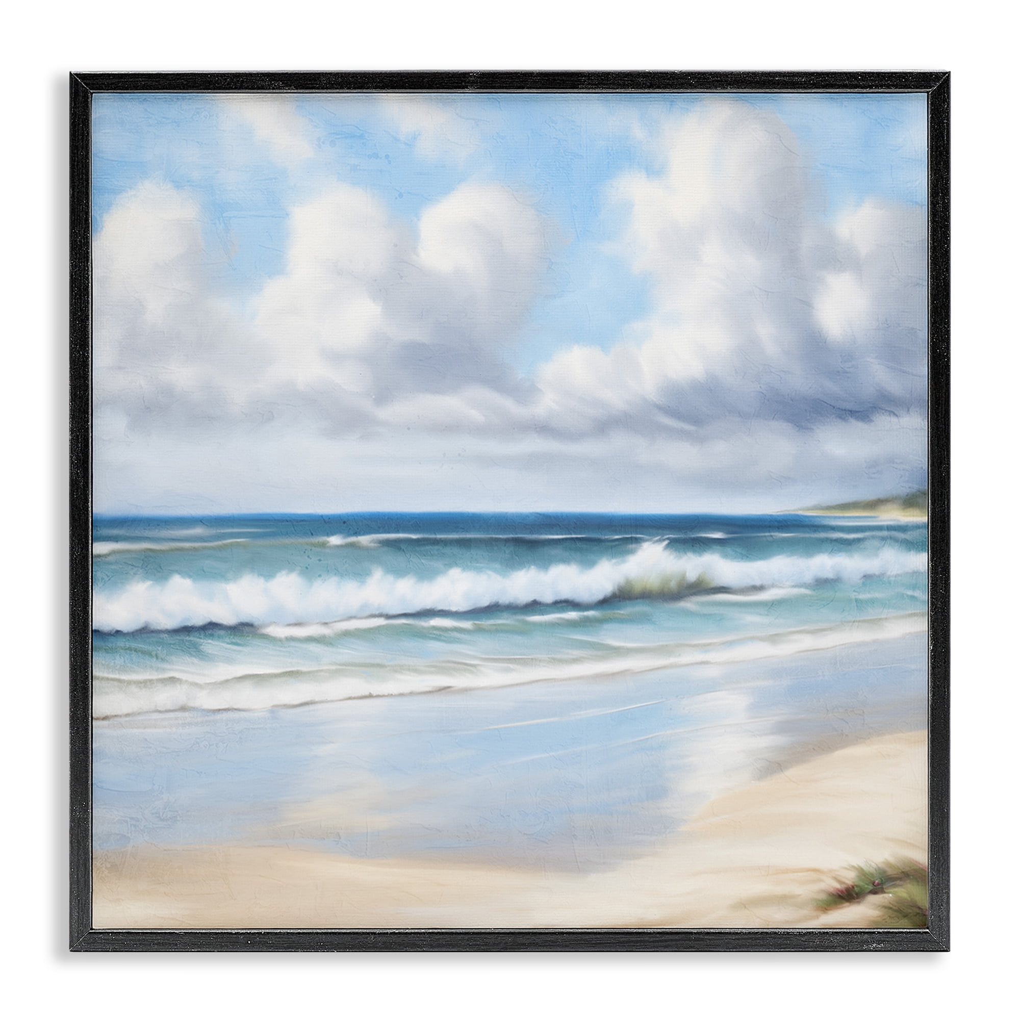Stupell Industries Sand Walk Ocean Waves Landscape Painting Black Framed Art Print Wall Art, 24 x 24
