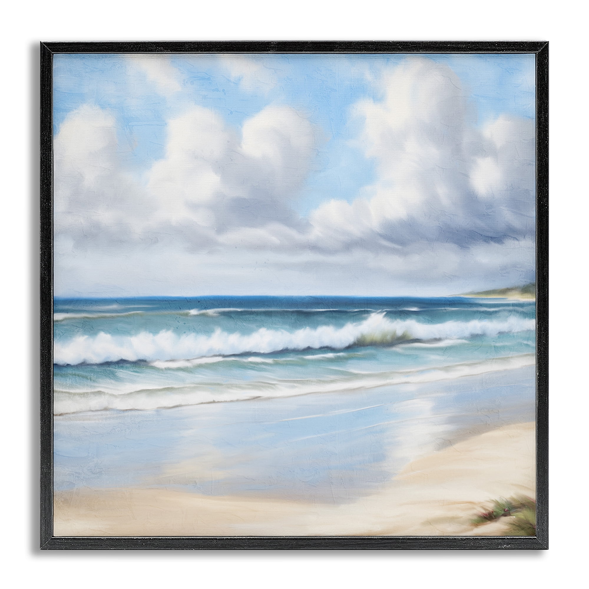 Stupell Industries Sand Walk Ocean Waves Landscape Painting Gray Framed Art Print Wall Art, 12 x 12