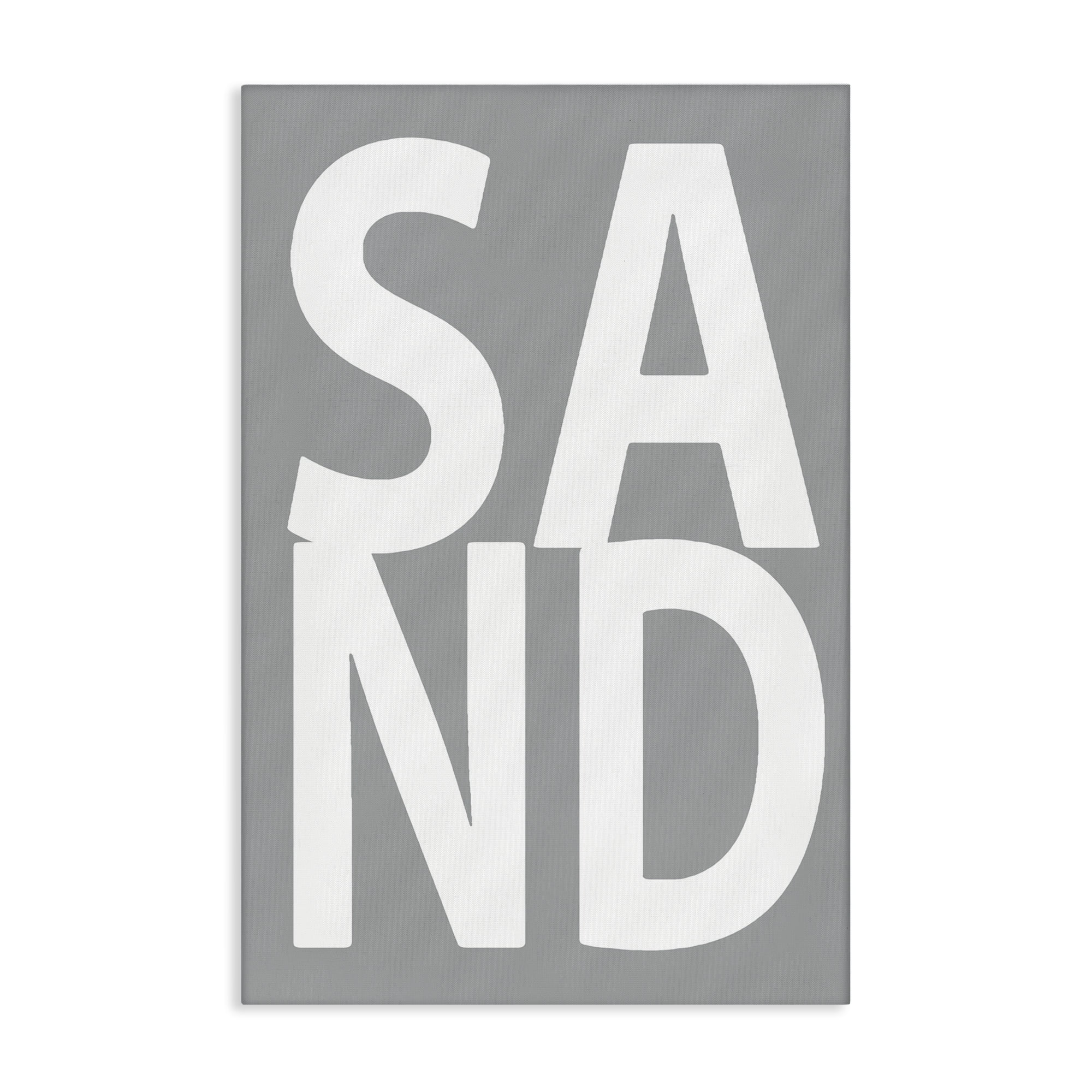 Stupell Industries Sand Word on Grey Typography Painting Gallery Wrapped Canvas Art Print Wall Art, 16 x 24