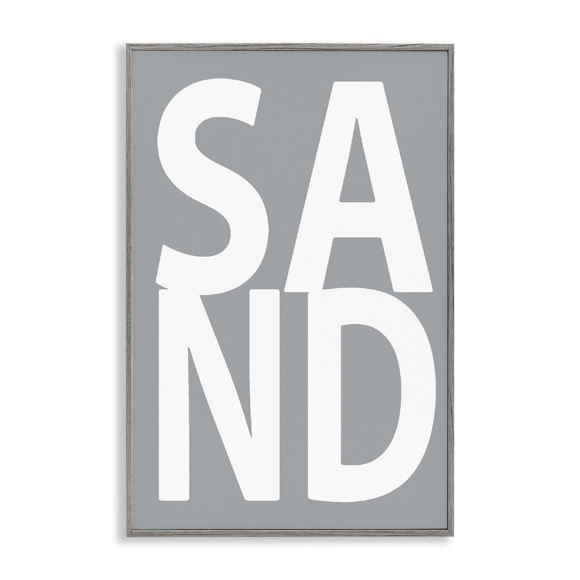 Stupell Industries Sand Word on Grey Typography Painting Gray Framed Art Print Wall Art, 20 x 30