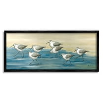 Stupell Industries Sandpiper Bird Flock Beach Shoreline Painting Black Framed Art Print Wall Art, Design by Paul Brent