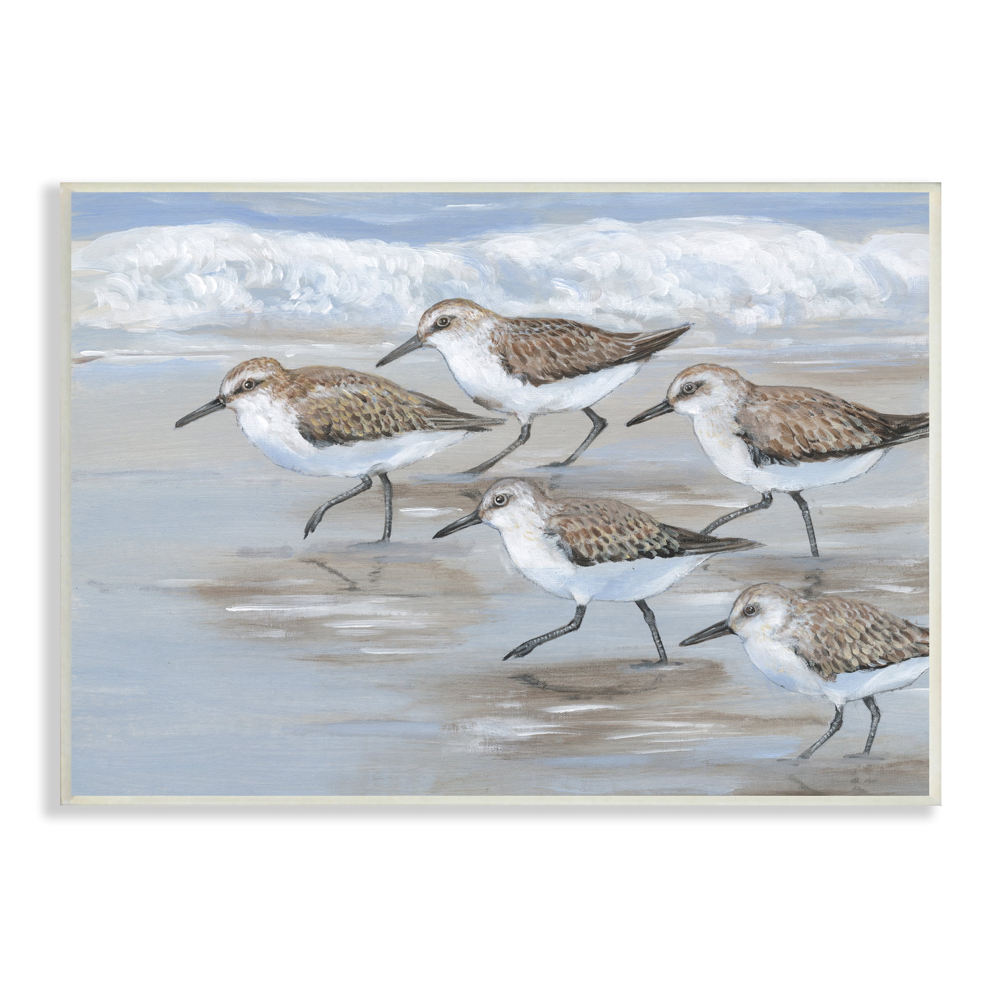 Stupell Industries Sandpiper Bird Flock Marching Beach Coast Waves , 15 x 10,Design by Tim OToole