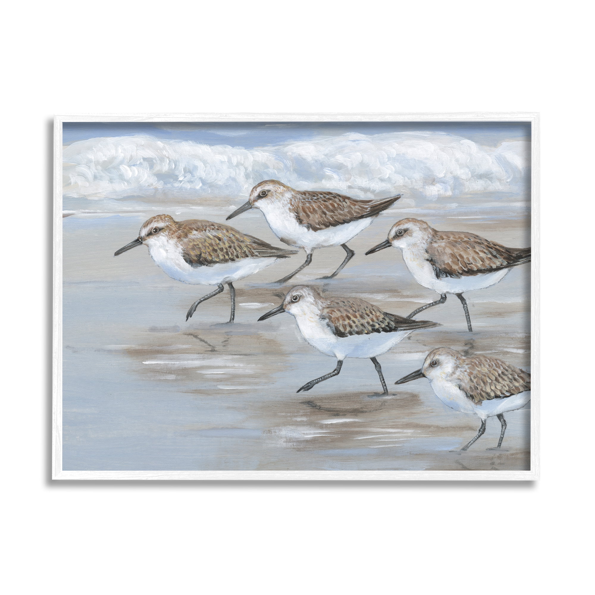 Stupell Industries Sandpiper Bird Flock Marching Beach Coast Waves , 30 x 24,Design by Tim OToole